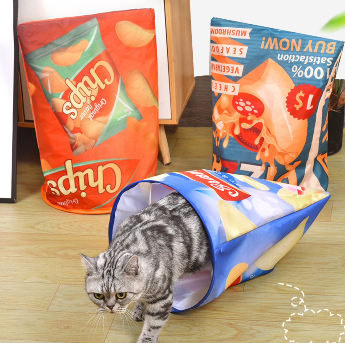 ”Crispy Chips Bag” Crinkle Cat Tunnel