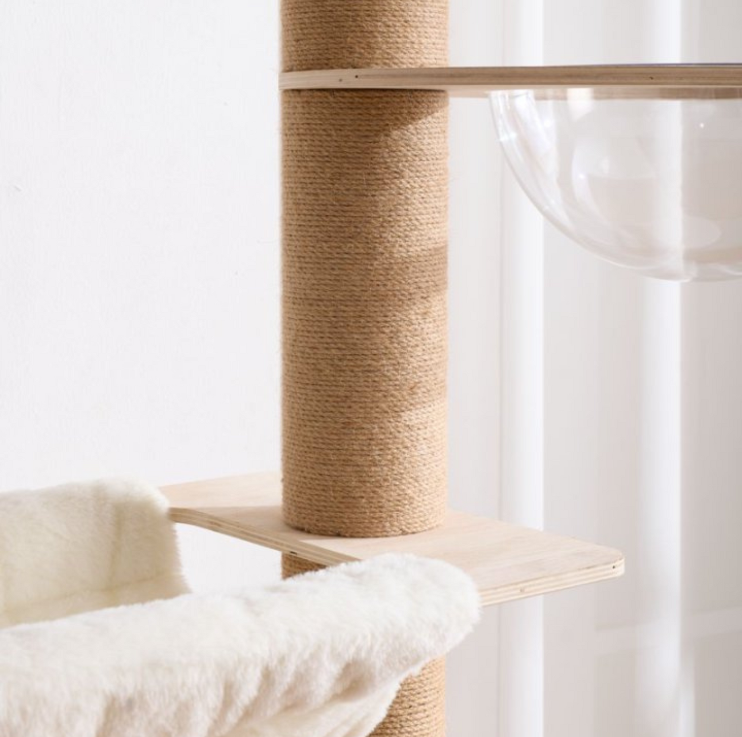 Height Adjustable Wooden Floor-to-Ceiling Cat Tower