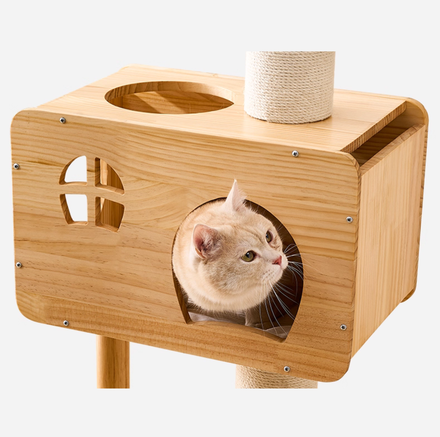 Solid Wood Adjustable Ceiling-Mounted Cat Tower - Style A