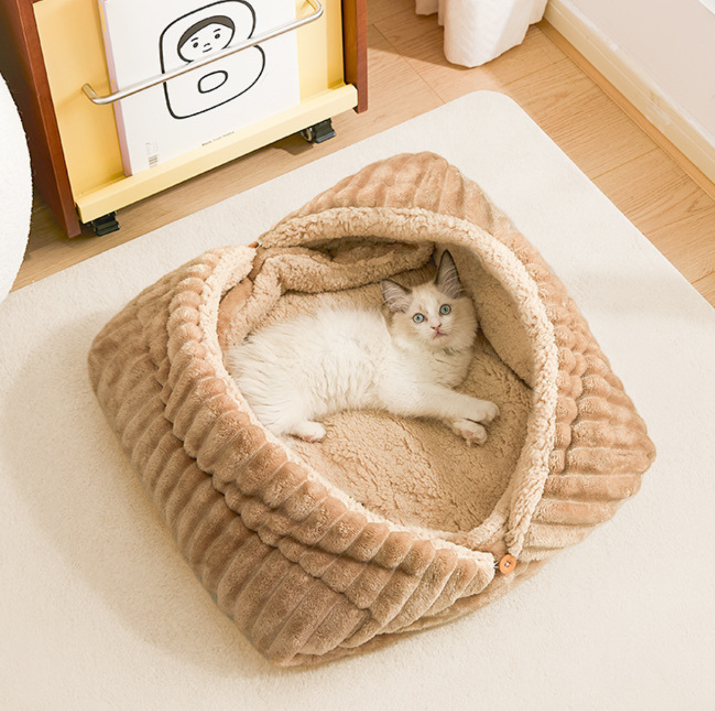 2-in-1 Foldable Plush Pet Mat and Nest Bed