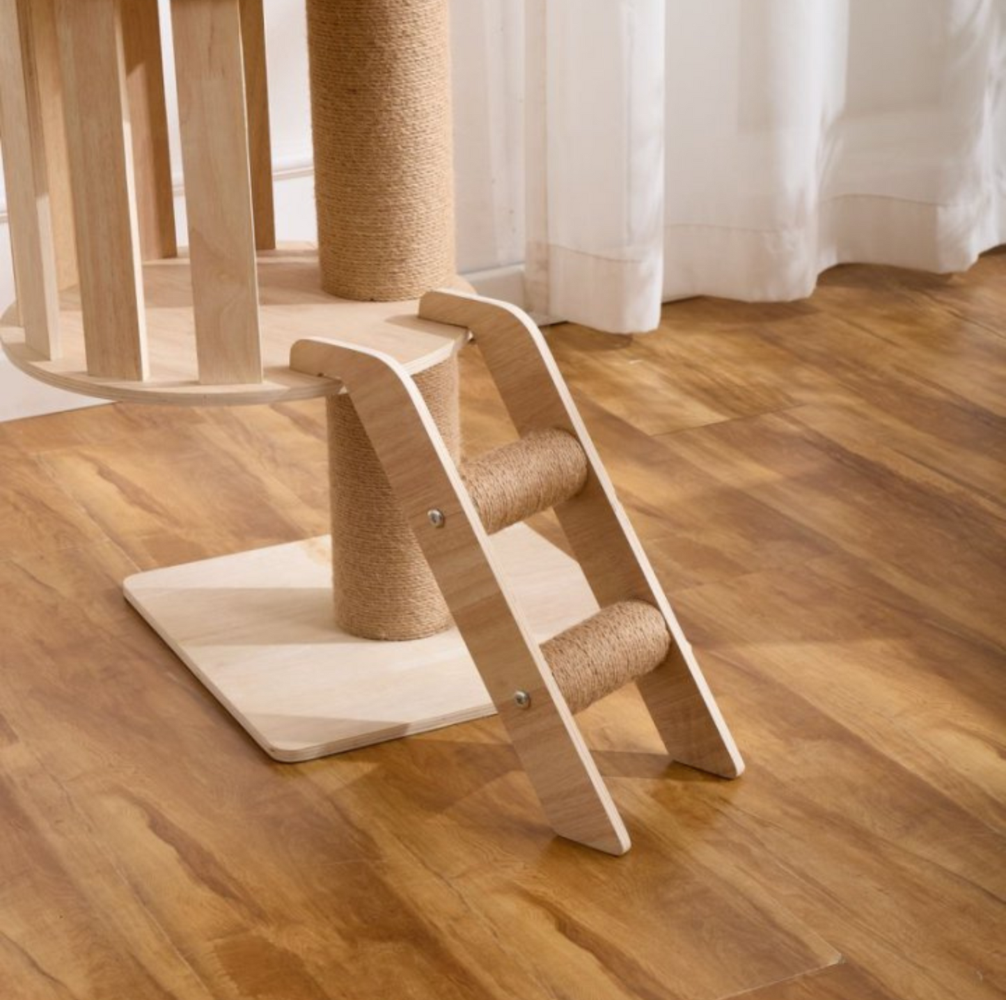 Height Adjustable Wooden Floor-to-Ceiling Cat Tower