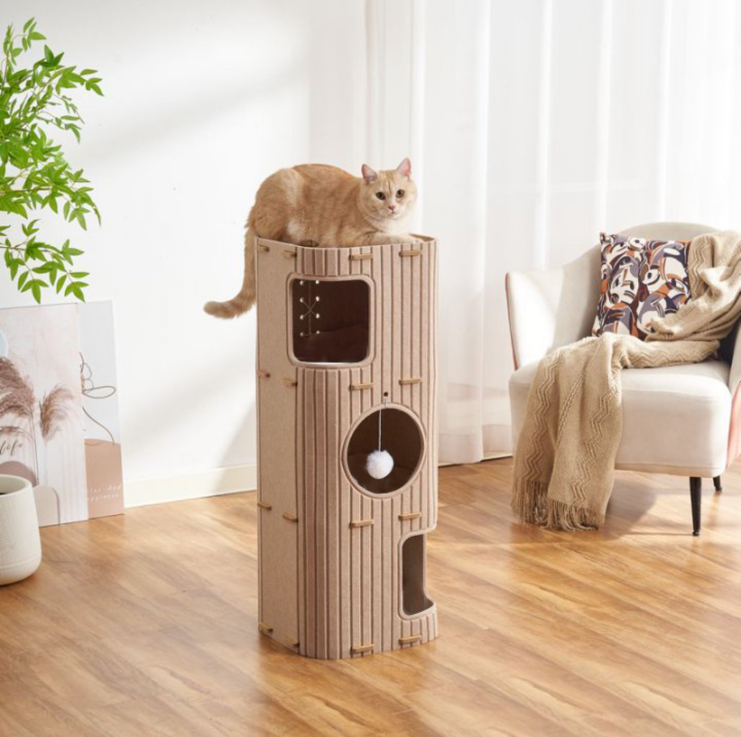 Three-Tier Felt Cat Climbing Tower