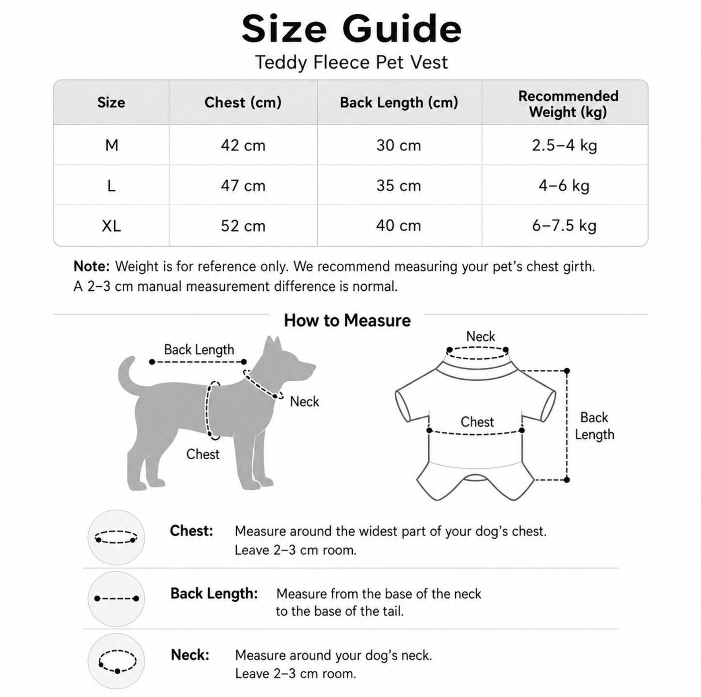 Teddy Fleece Pet Vest with D-Ring