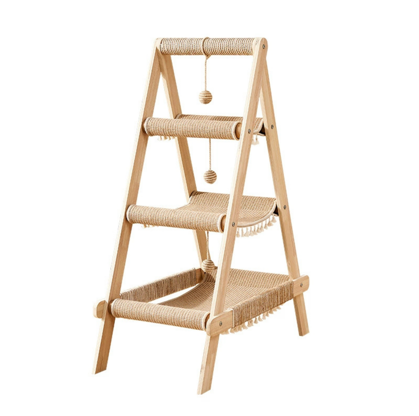 Multifunctional A-Frame Hammock Cat Climbing Frame - Height 113cm