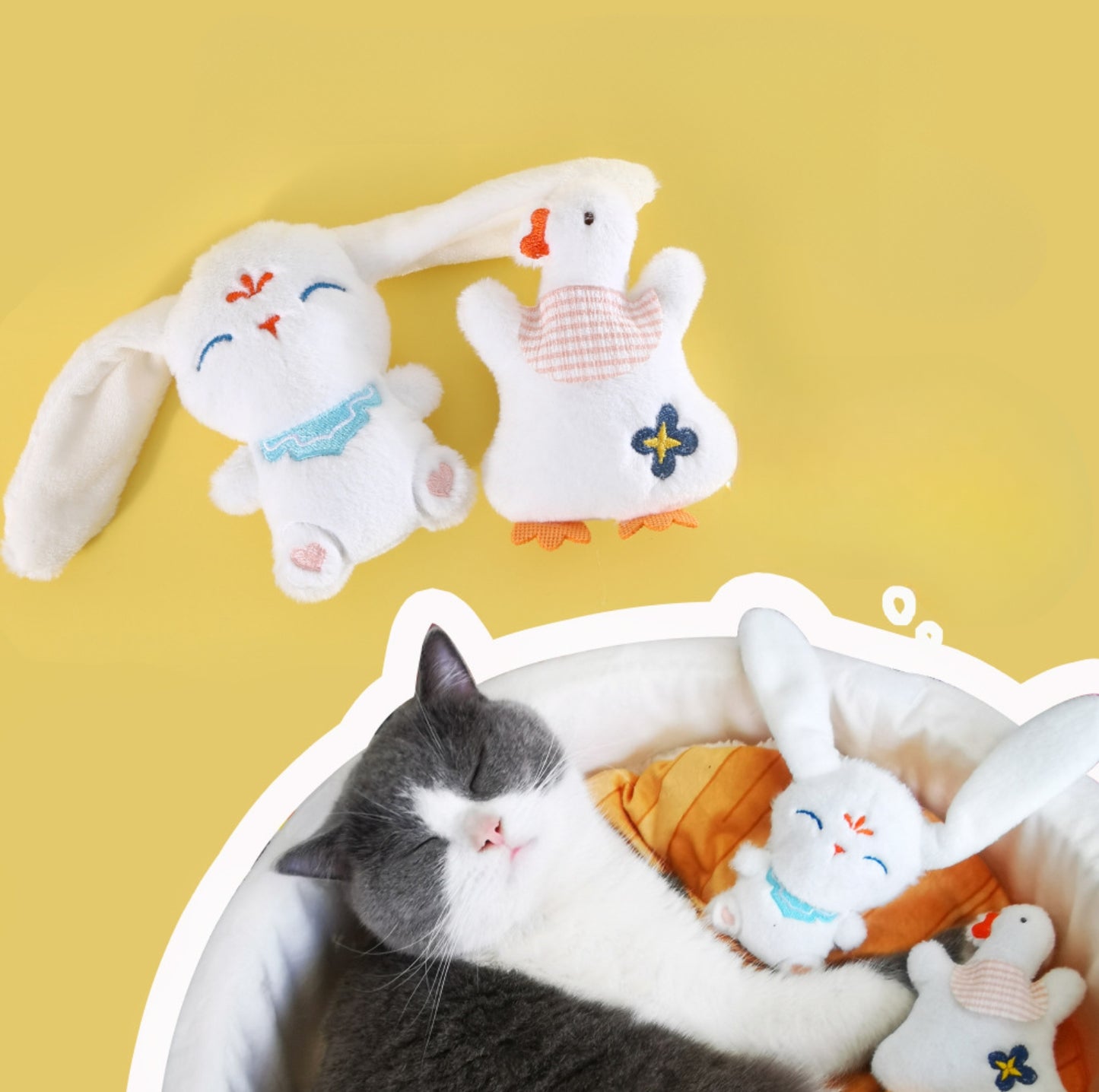 Plush Cartoon Cat Toy with Catnip – Soft, Fun & Irresistible