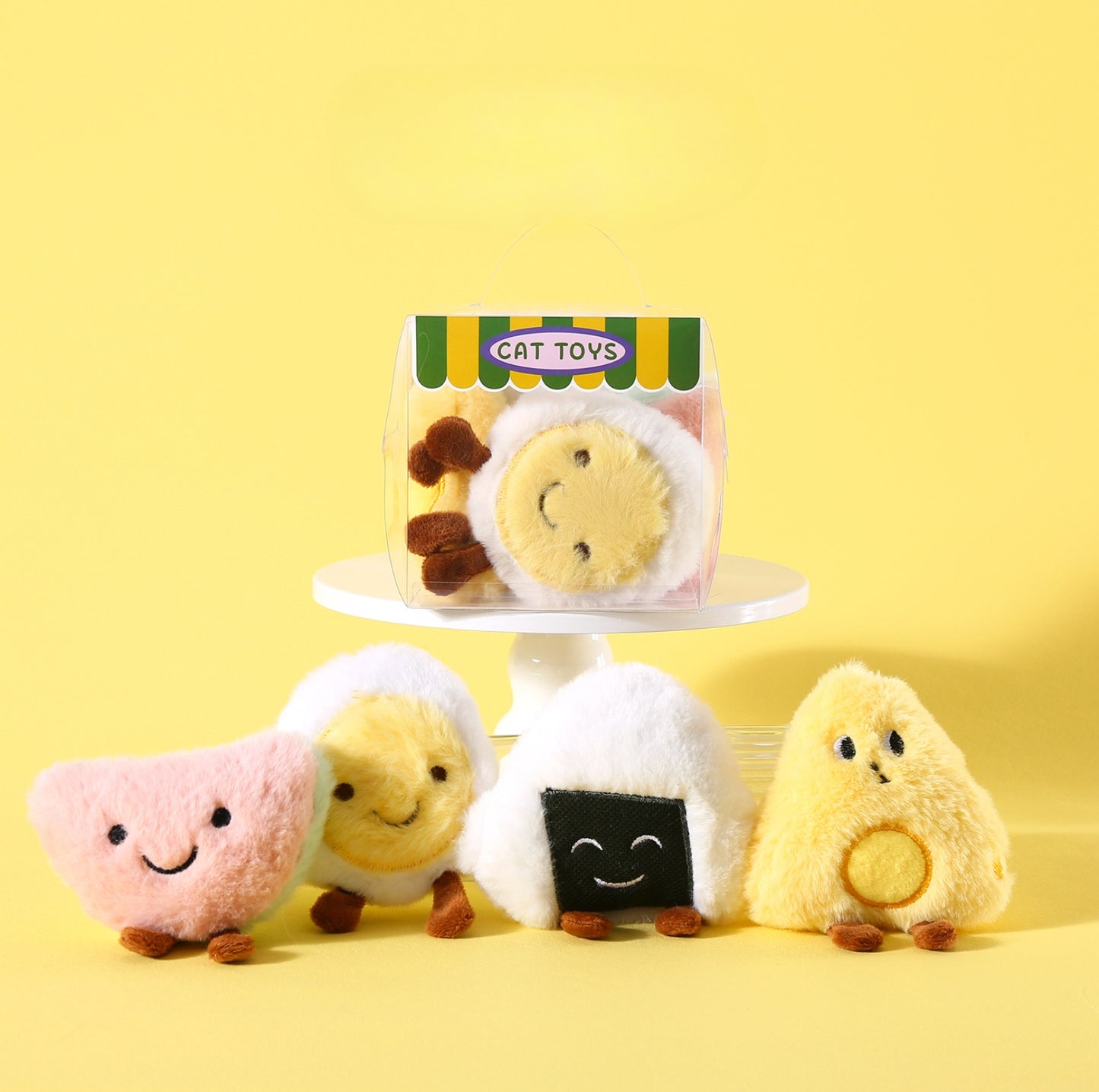 Adorable Food Bento Plush Cat Toy Set of 4 – Catnip & Bell-Infused
