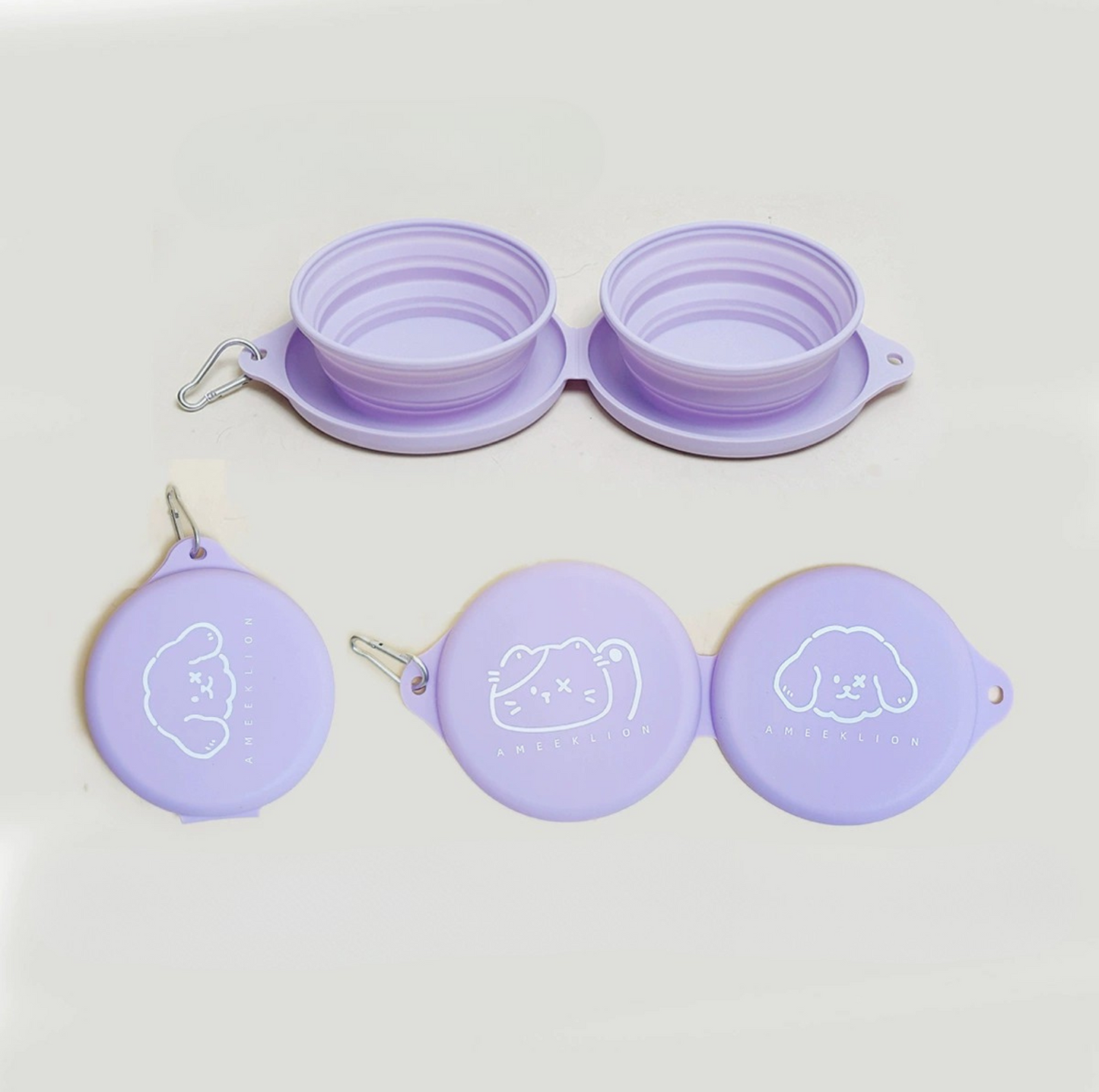 Silicone Foldable Double Pet Feeding Bowl - Portable & Travel-Friendly