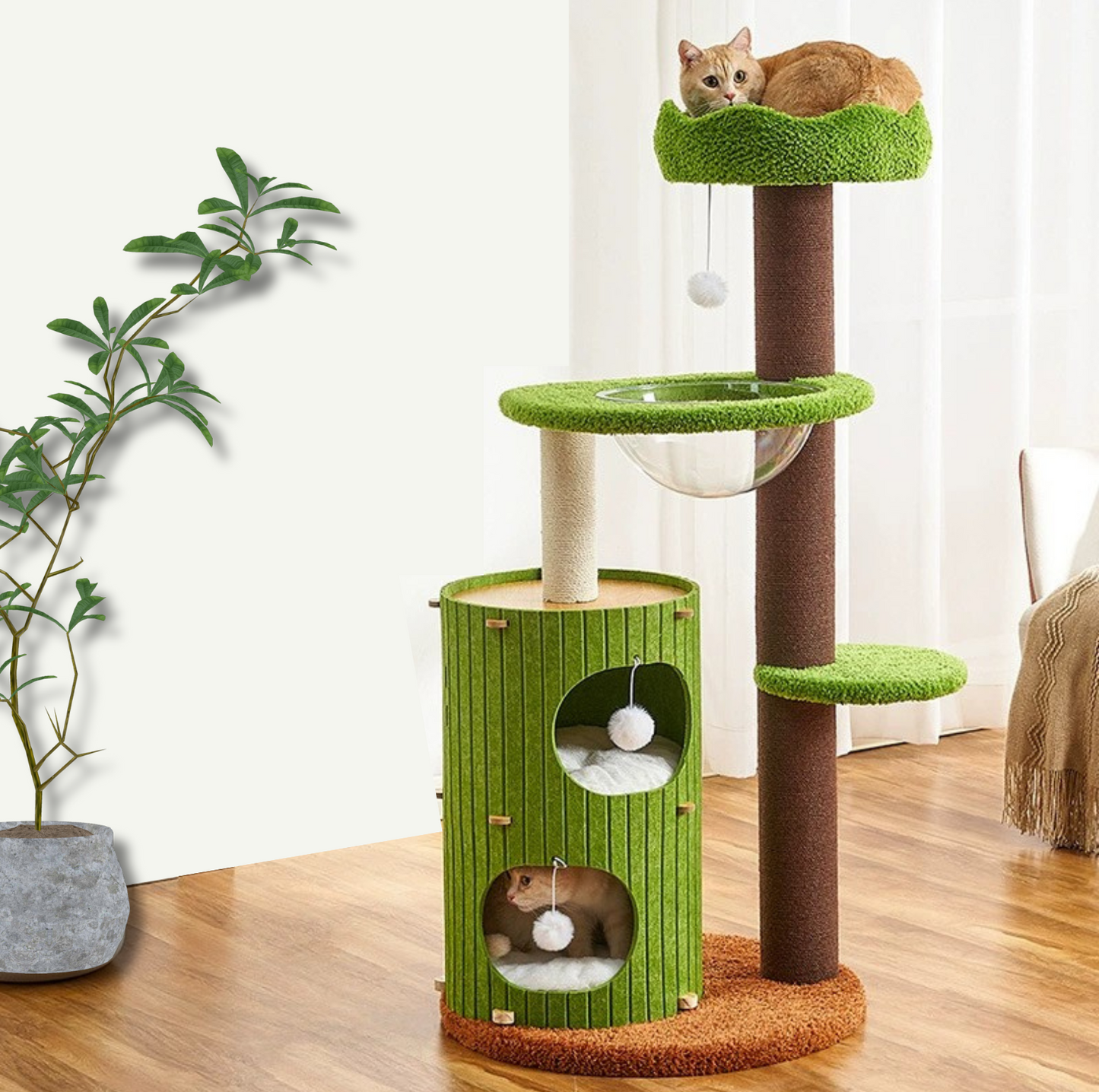 Forest Felt Covering Multi-Level Cat Tree