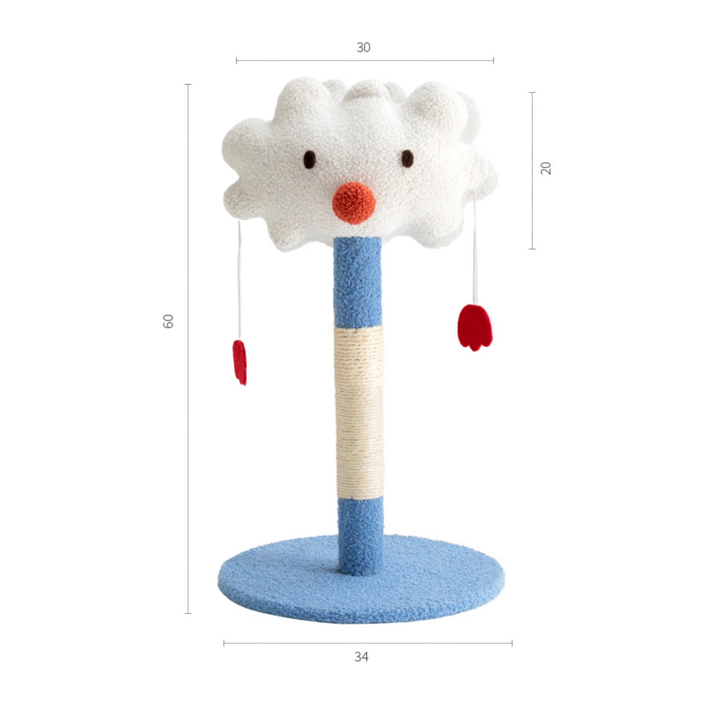 Mini Sisal Scratching Post with Dangly Cloud Toy