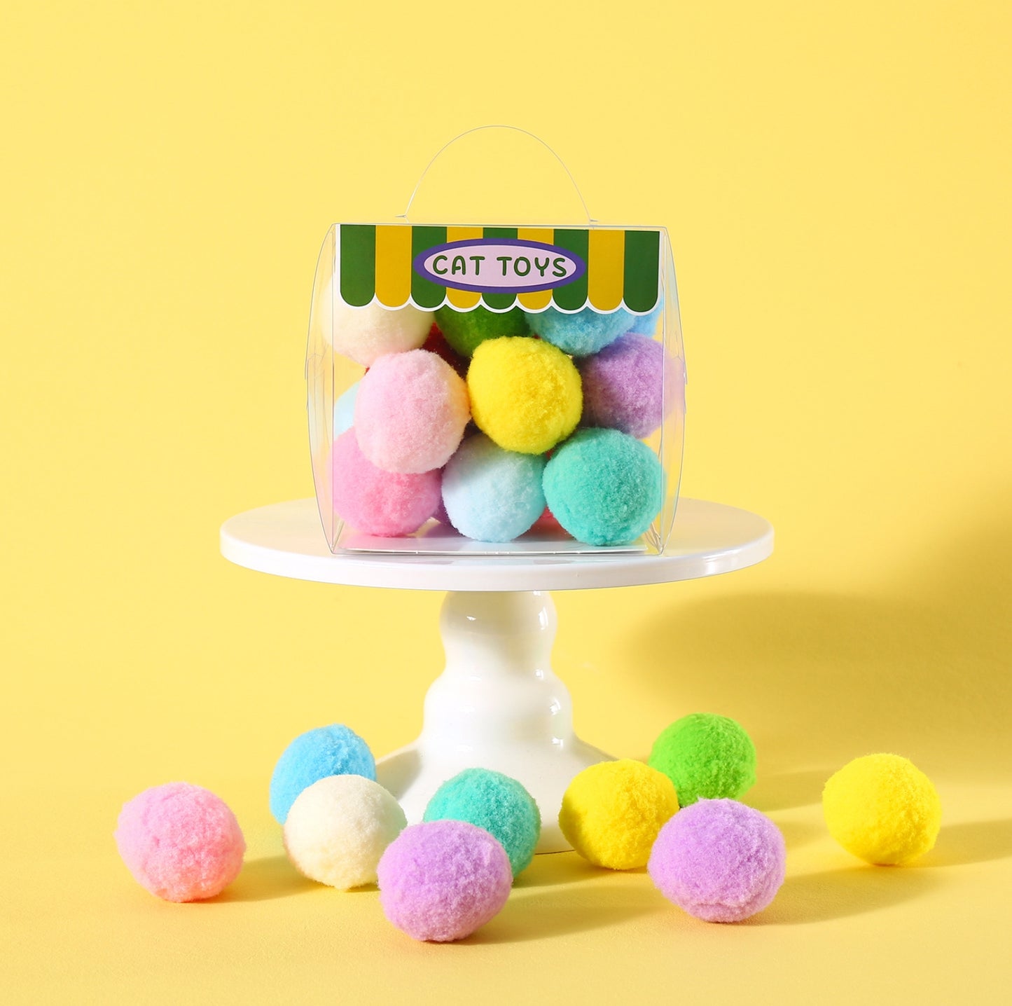 20-Pack Colourful Plush Pompom Cat Toy Balls