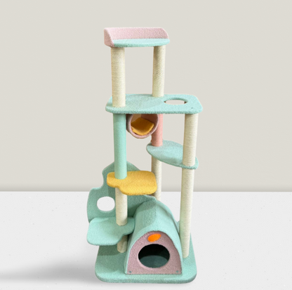 Dreamy Macaroon Party Cat Tree with Scratching Post and Nest