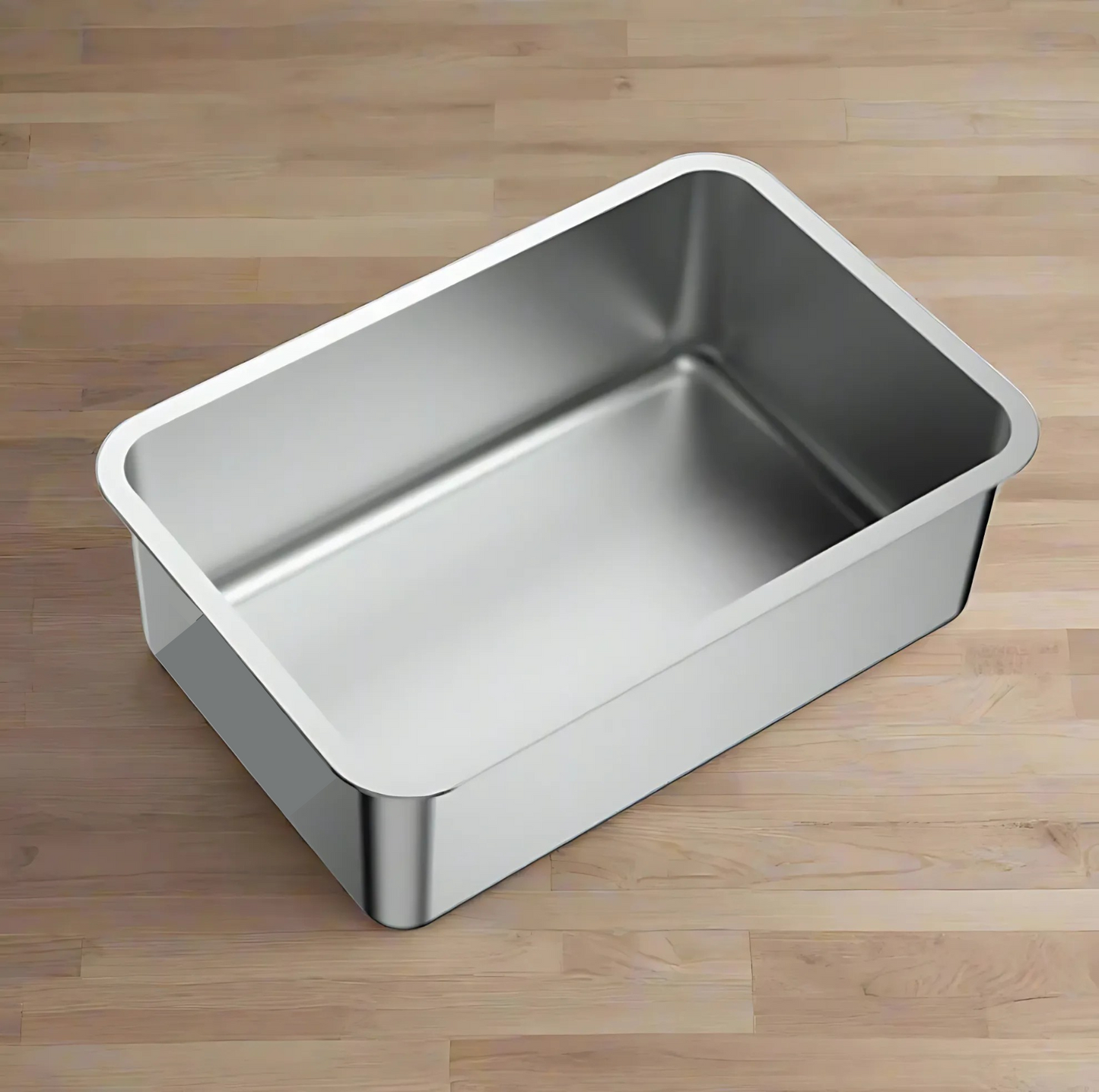 Stainless Steel Open Cat Litter Box – Large High-Edge Design