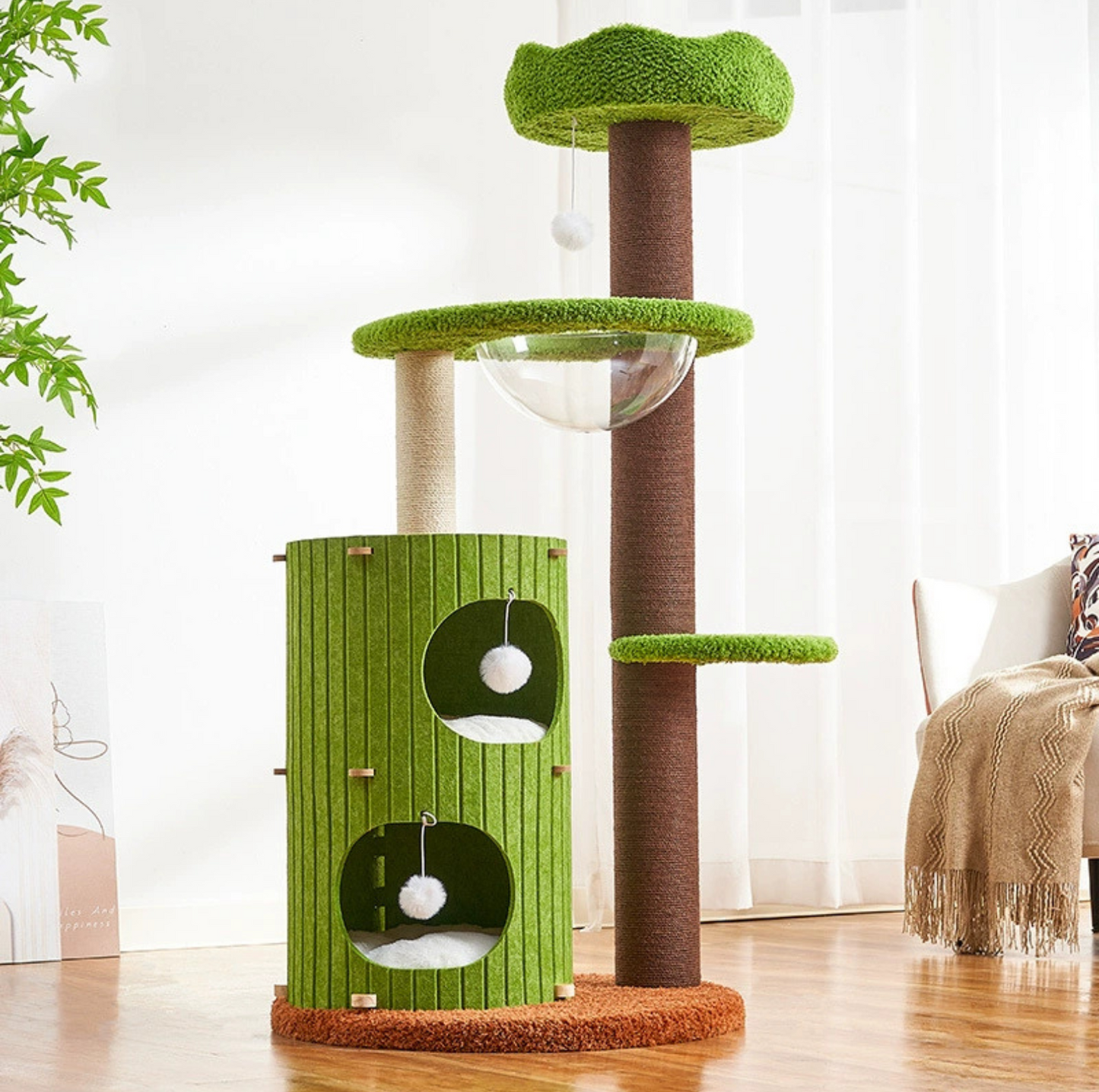 Forest Felt Covering Multi-Level Cat Tree