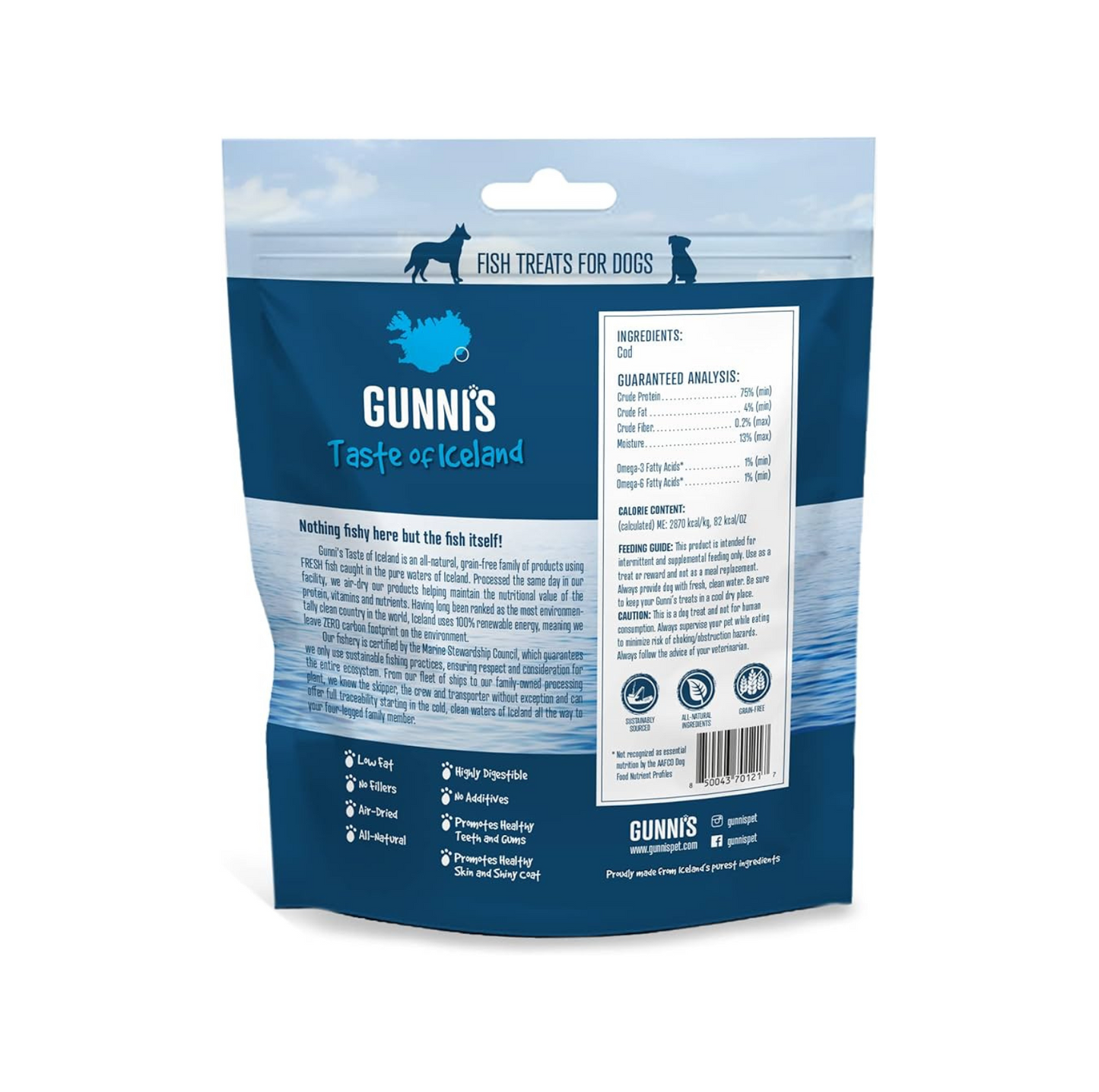 GUNNI'S Cod Skin Chips Dog Treats-255g