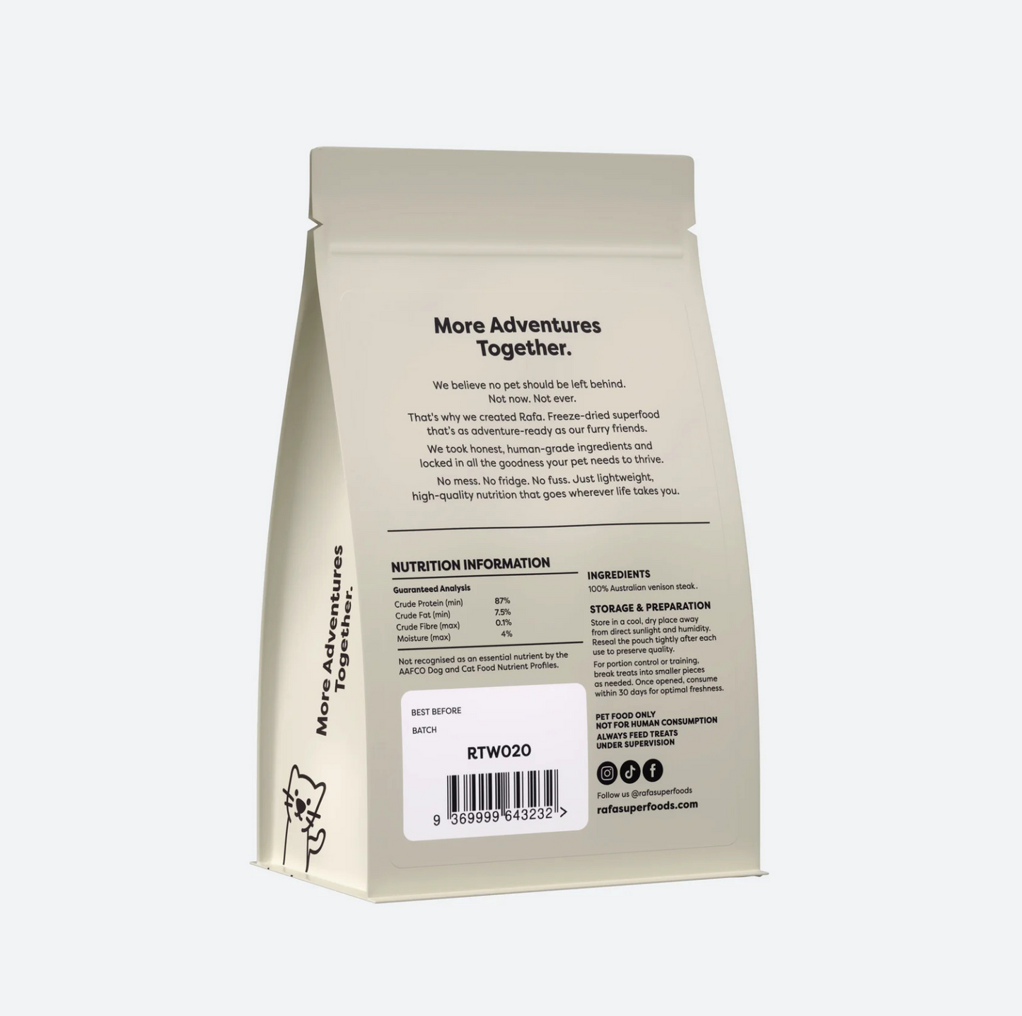 RAFA Raw Freeze-Dried Treats | Human-Grade Venison Steak