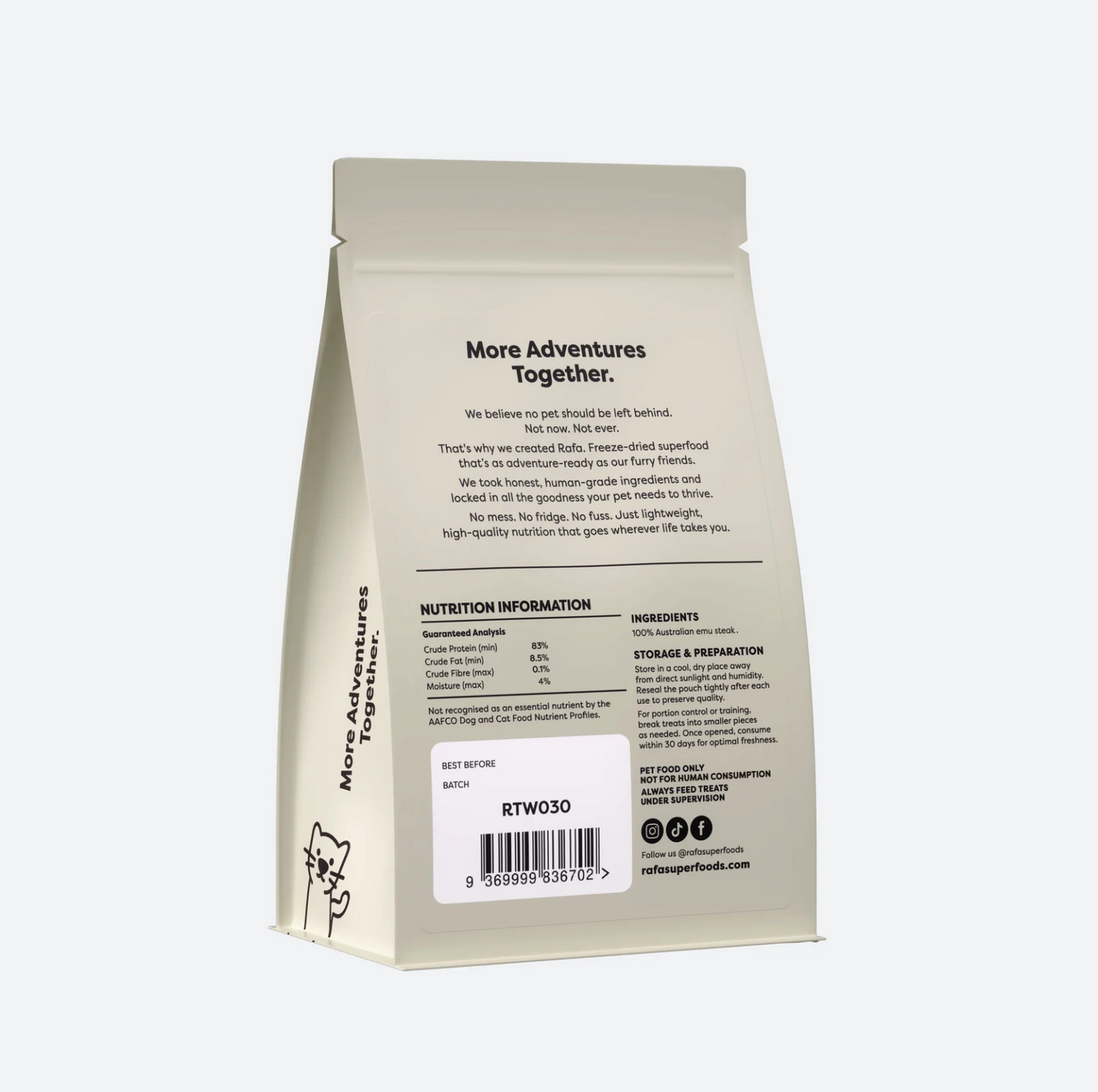 RAFA Raw Freeze-Dried Treats | Human-Grade Emu Steak