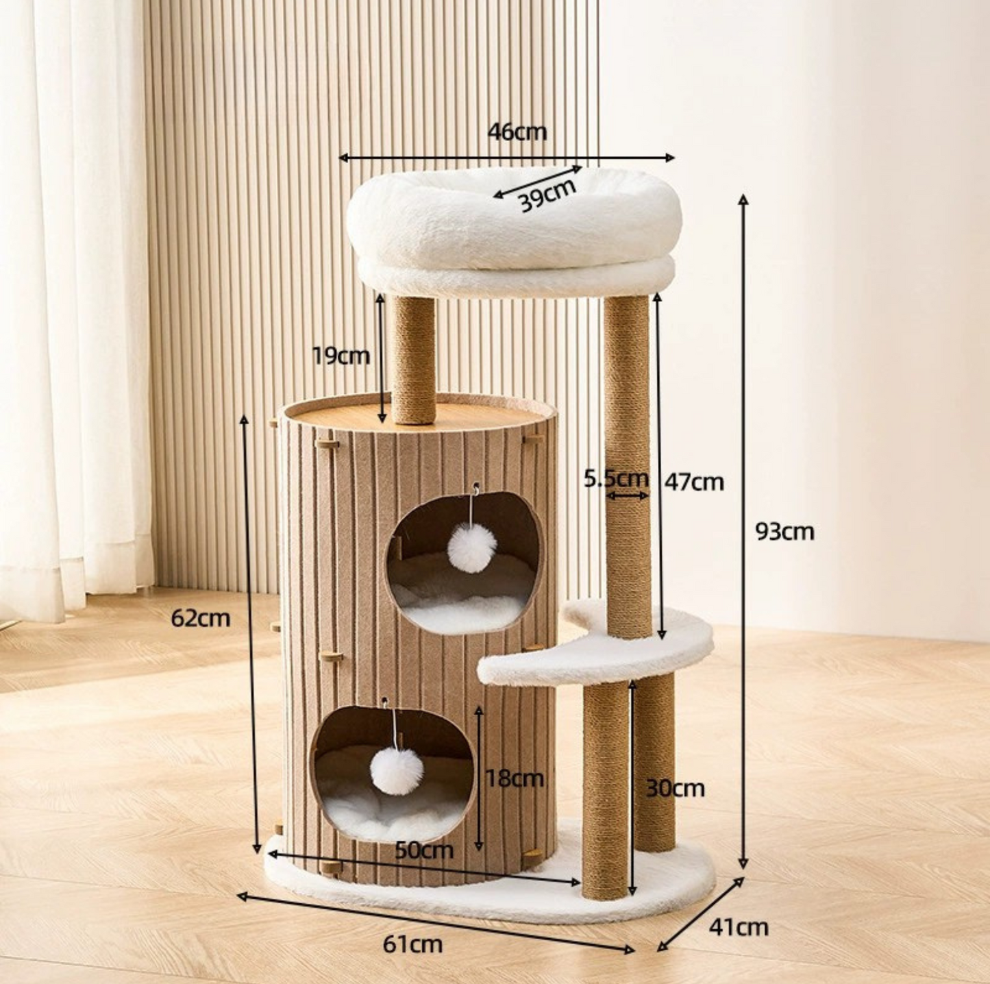 5-Level Felt Cat Tower with Sisal Posts – Cosy & Multi-Cat Friendly