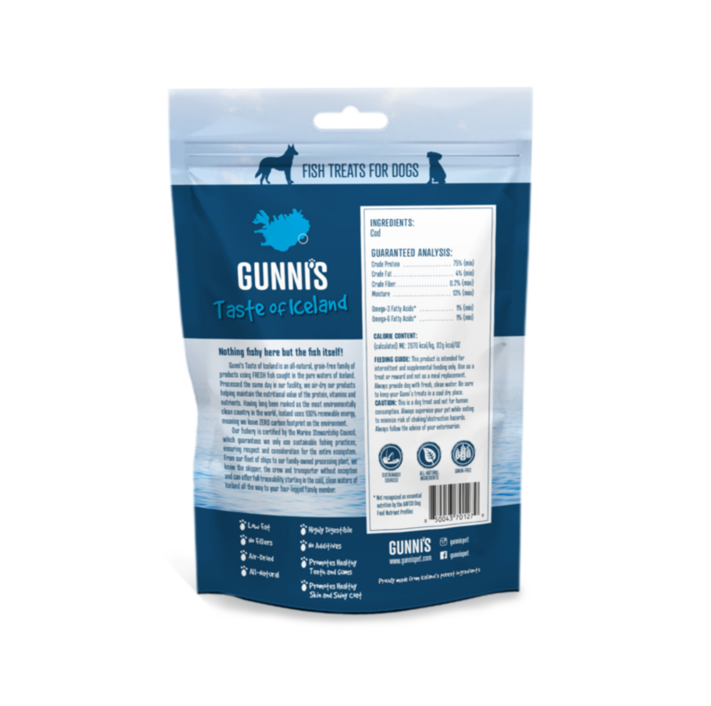 GUNNI'S Cod Skin Shorties Dog Treats-71g