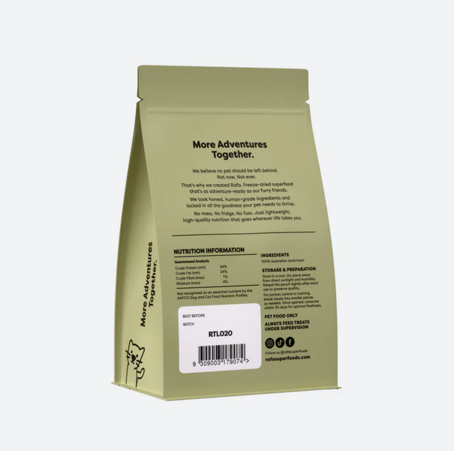 RAFA Raw Freeze-Dried Treats | Human-Grade Lamb Heart