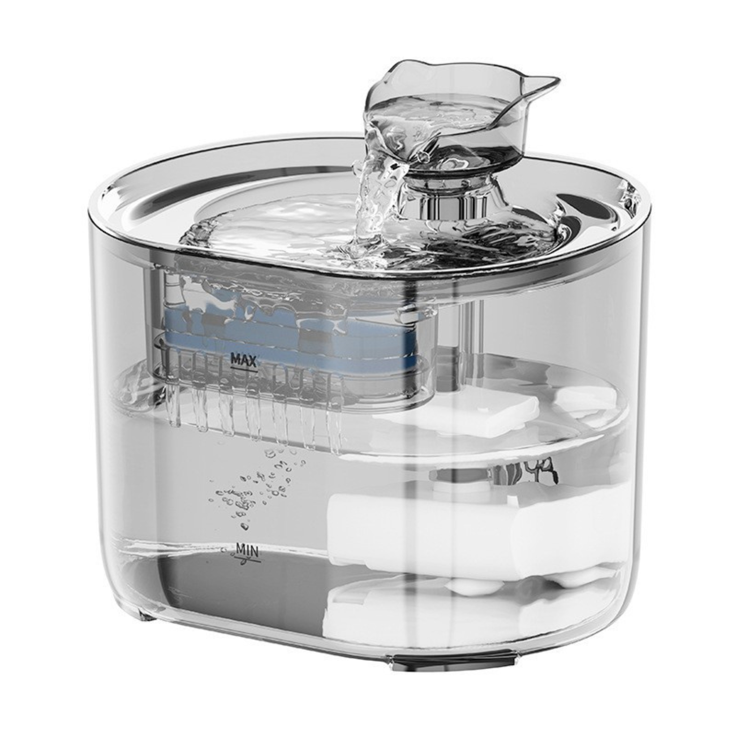 2.2L Transparent Pet Water Fountain with Dual Flow Mode