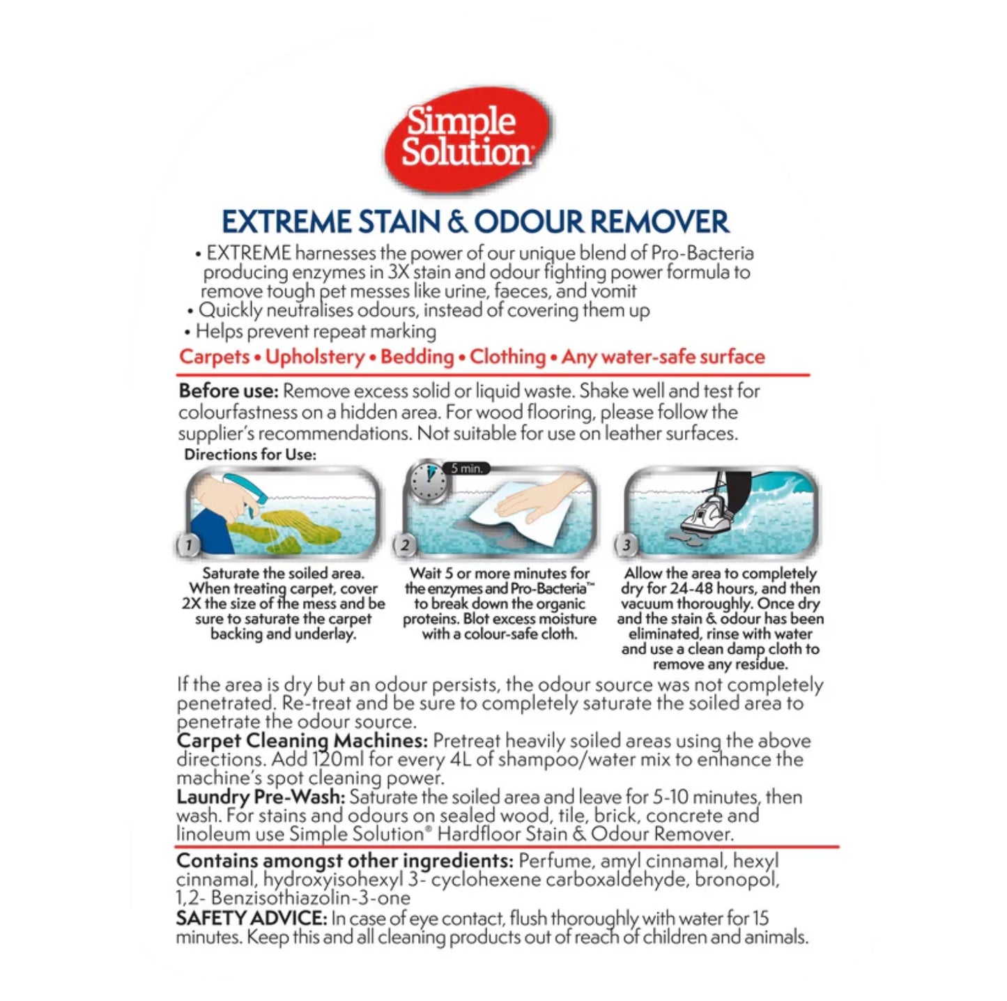 SIMPLE SOLUTION Extreme Stain & Odour Remover for Dogs 500ml