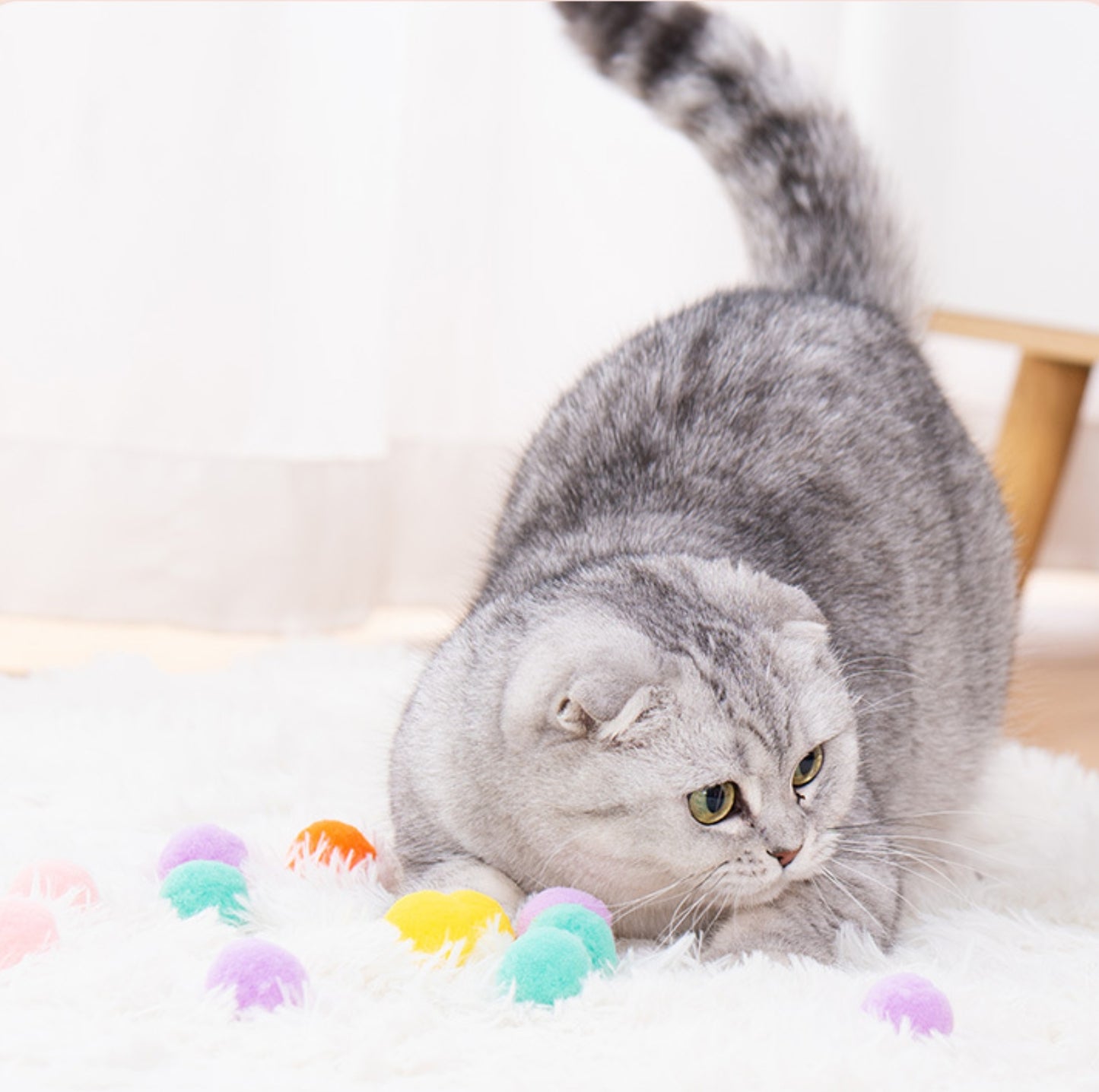 20-Pack Colourful Plush Pompom Cat Toy Balls