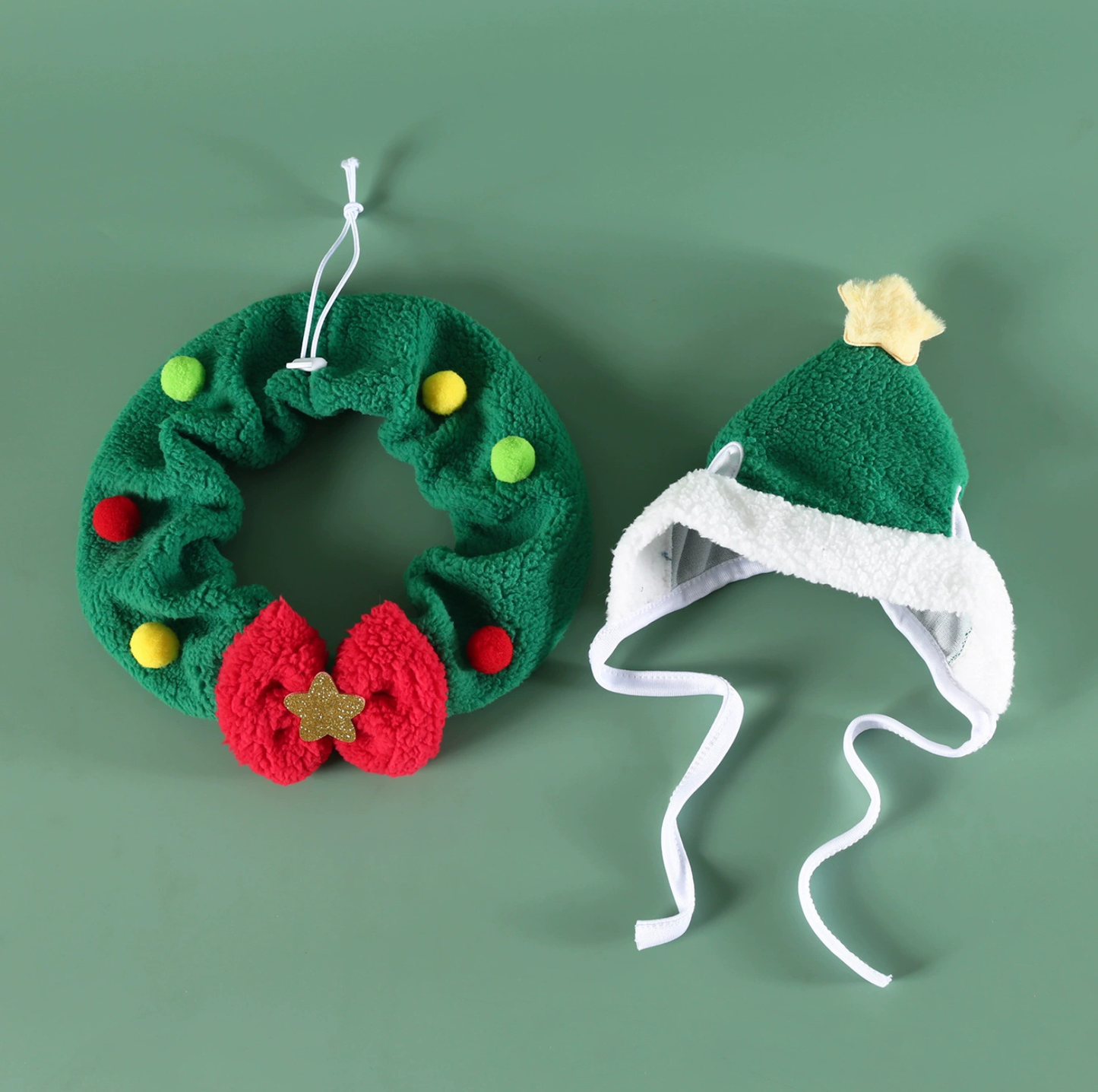 Christmas Pet Hat & Scarf Bundle – Festive Tie-On Set