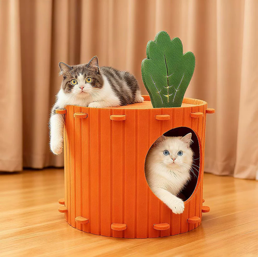 Carrot Style Felt Cat Barrel Bed
