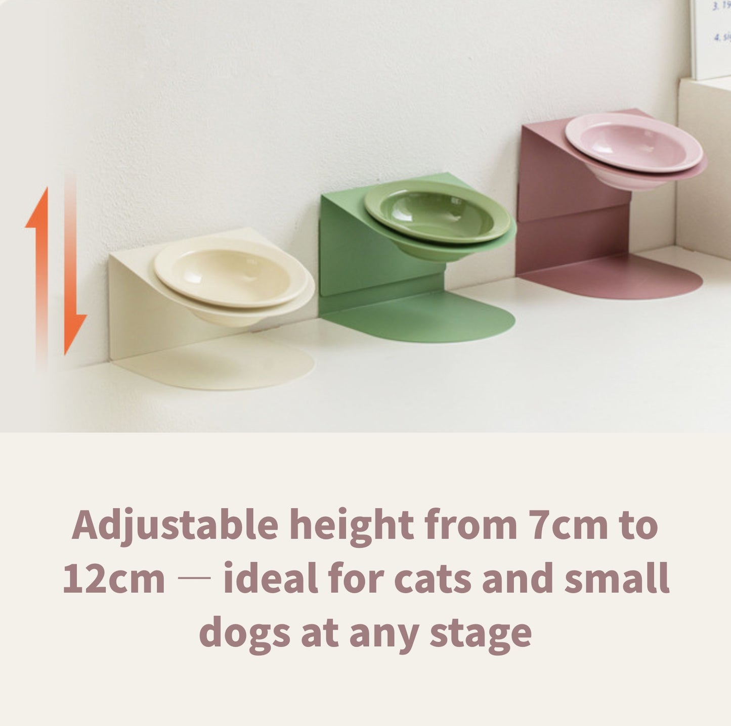 Height Adjustable Magnetic Ceramic Pet Bowl with Metal Stand