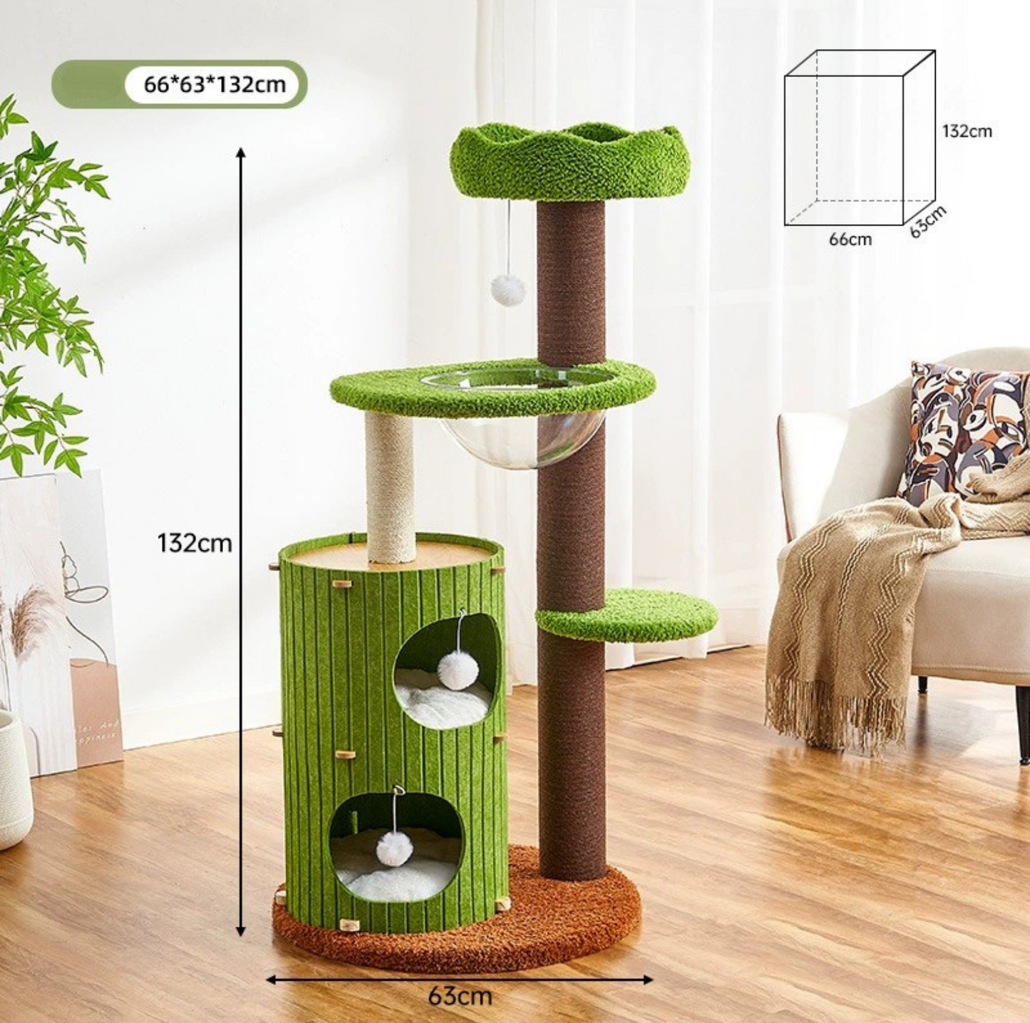 Forest Felt Covering Multi-Level Cat Tree