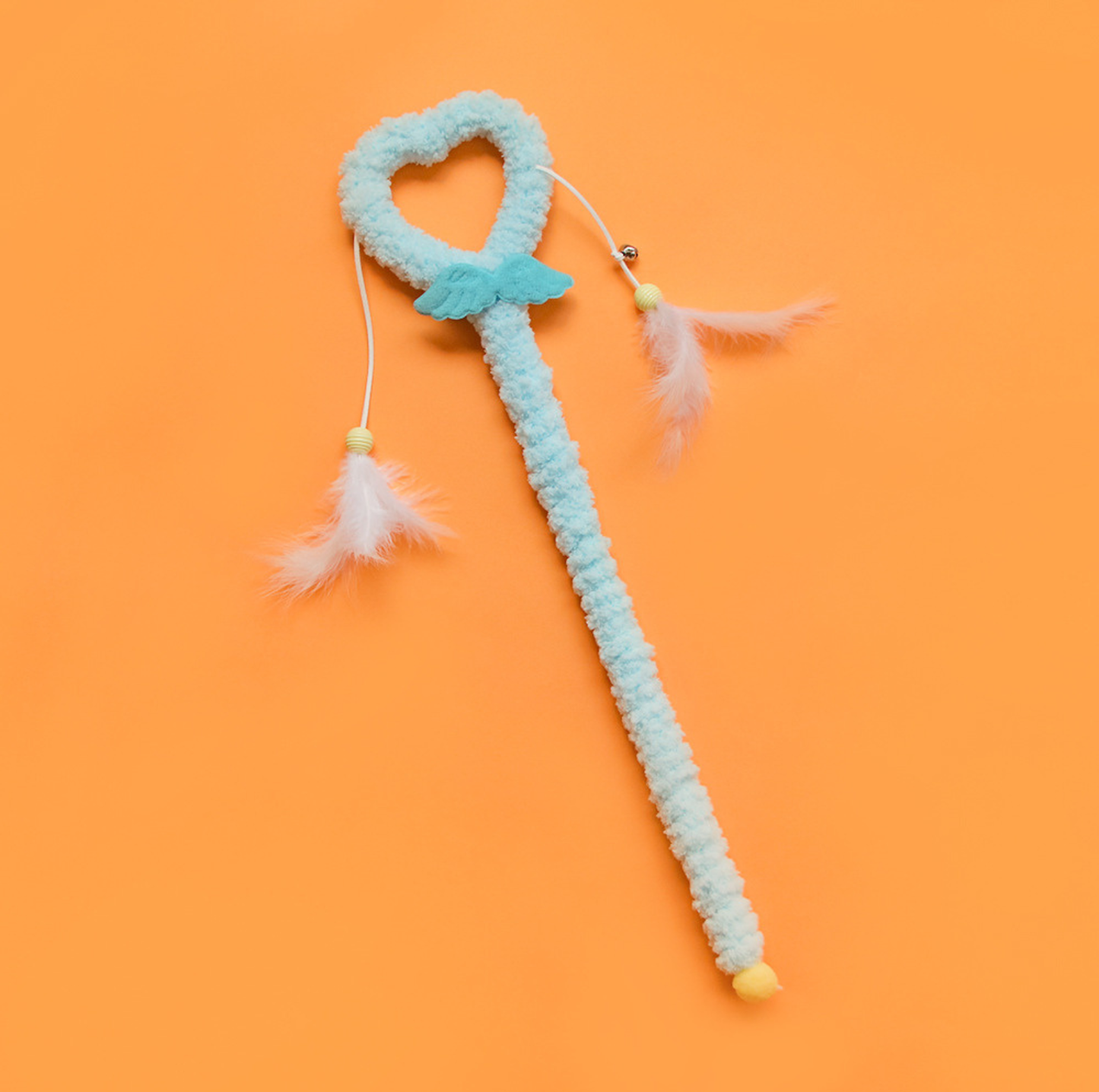 Magic Wand Plush Cat Teaser Toy with Feathers & Bells