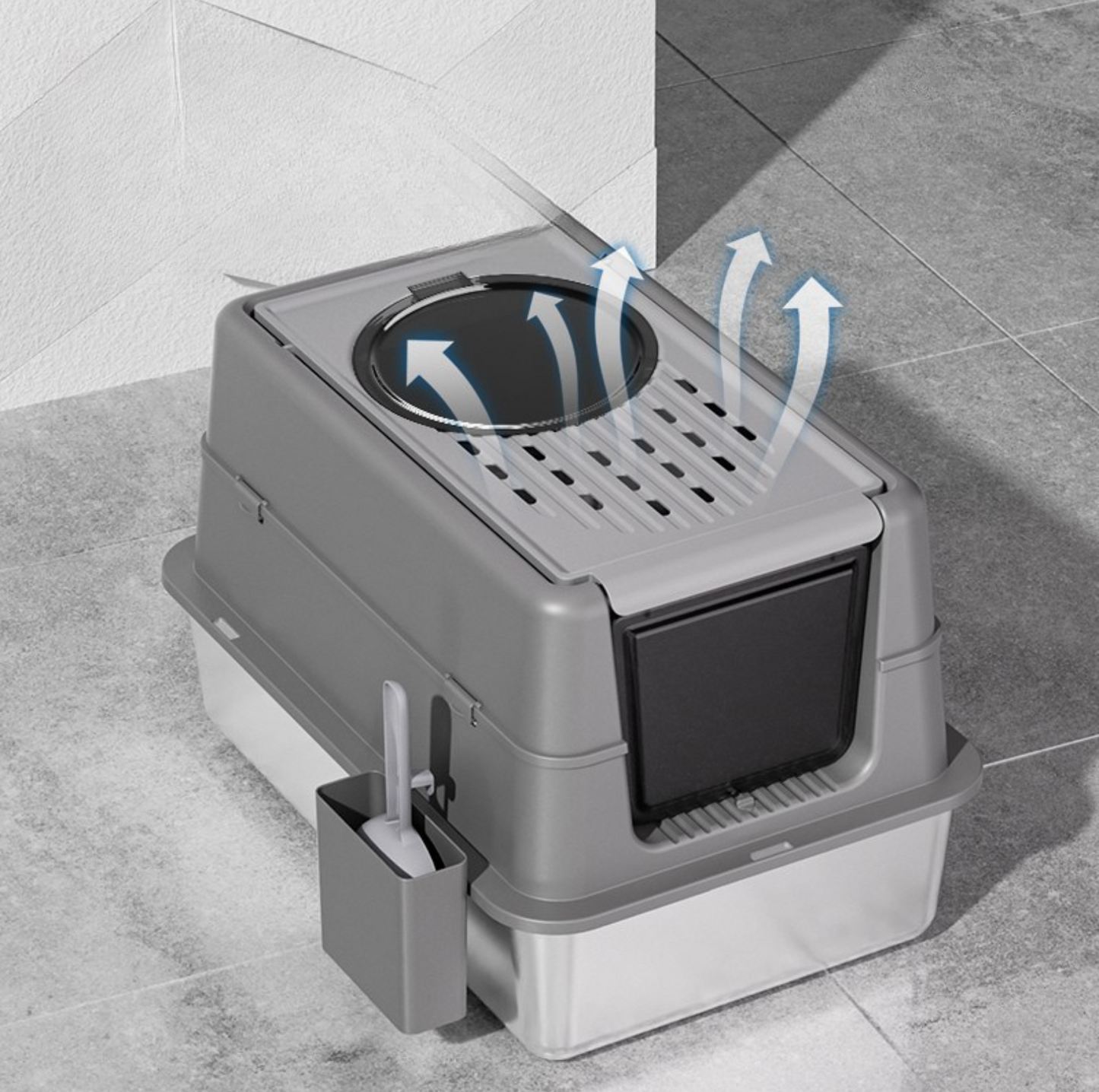 Enclosed Stainless Steel Cat Litter Box