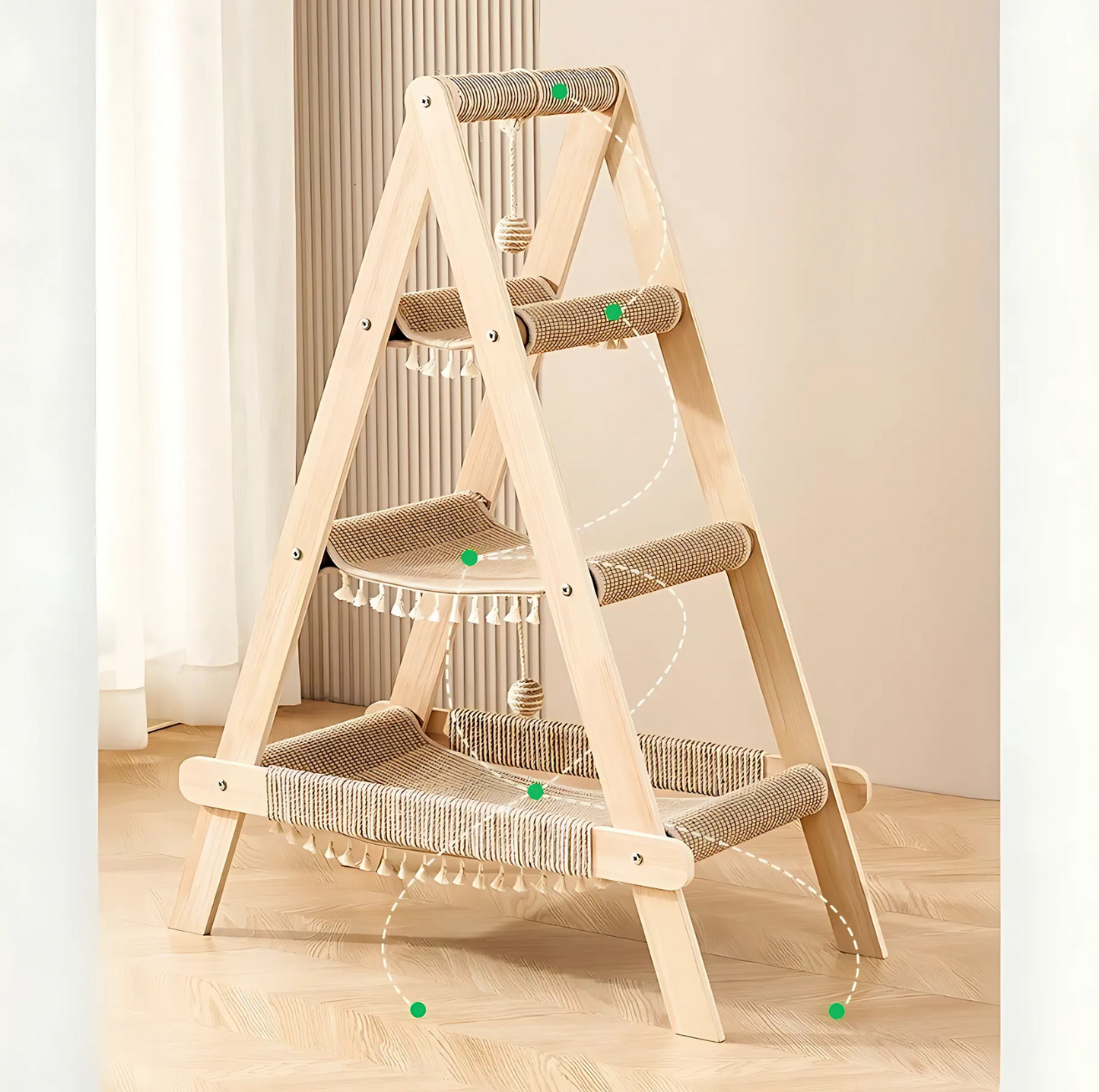 Multifunctional A-Frame Hammock Cat Climbing Frame - Height 113cm