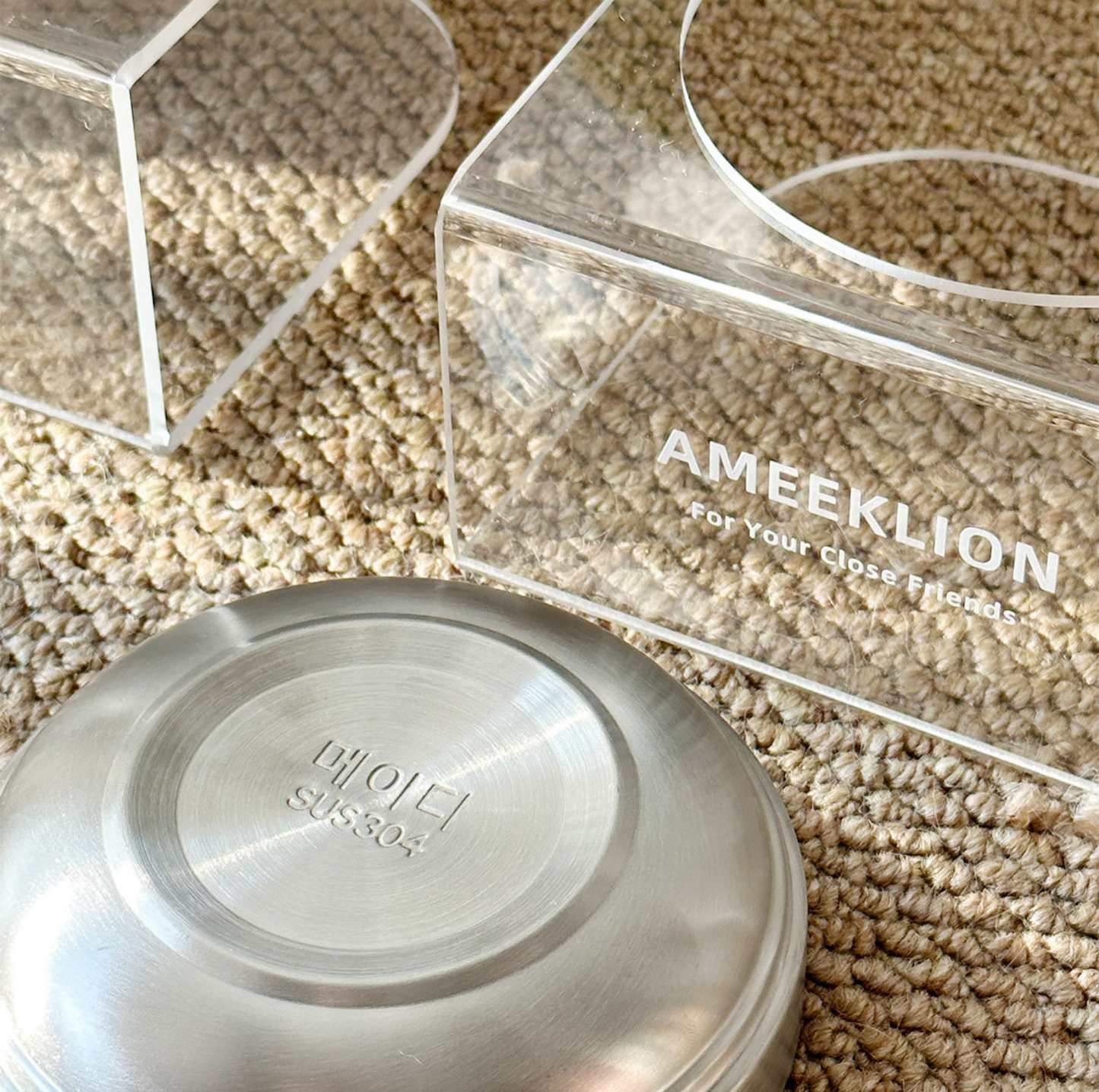 304 Stainless Steel Pet Food Bowl with Acrylic Stand