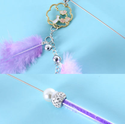 Feather Ribbon Bell Cat Teaser Stick Cat Toy