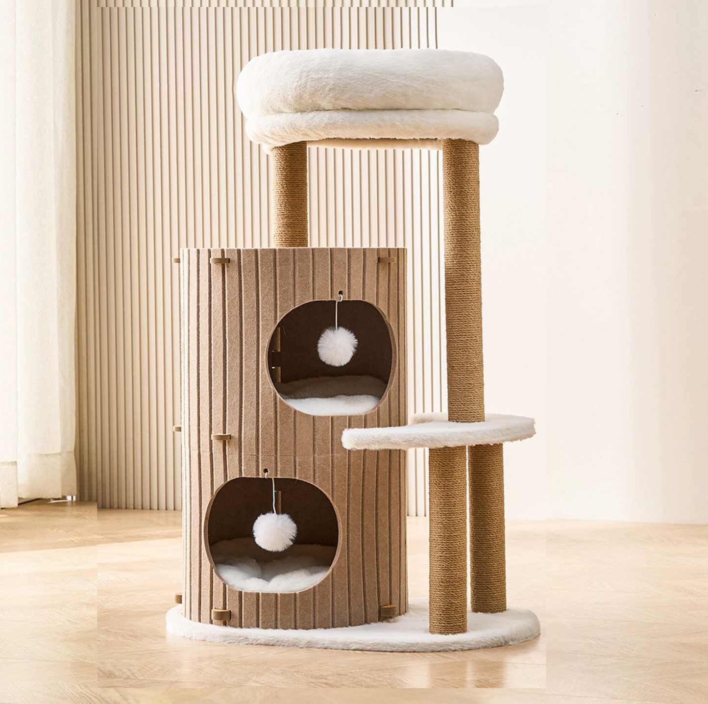 5-Level Felt Cat Tower with Sisal Posts – Cosy & Multi-Cat Friendly
