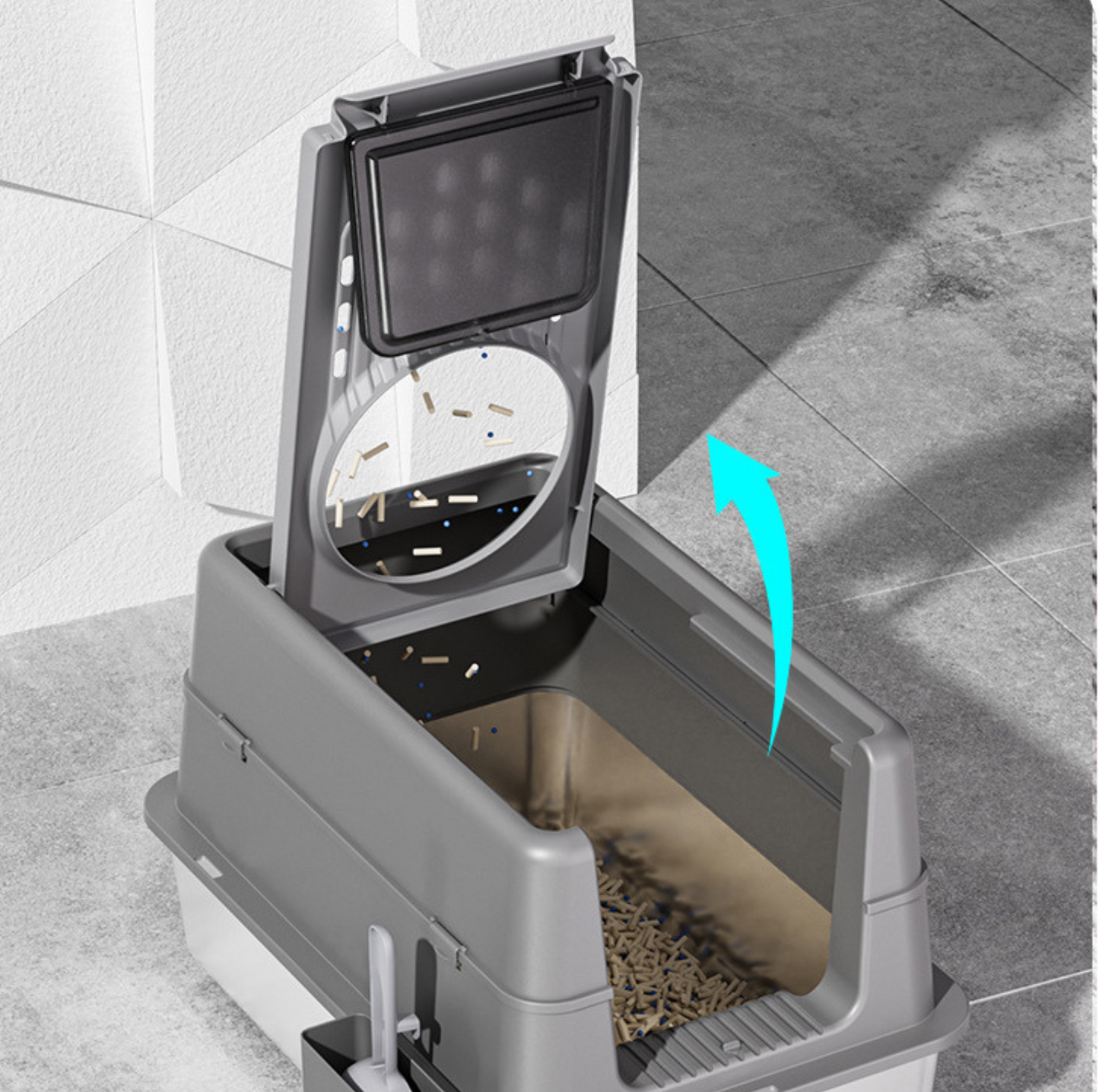 Enclosed Stainless Steel Cat Litter Box