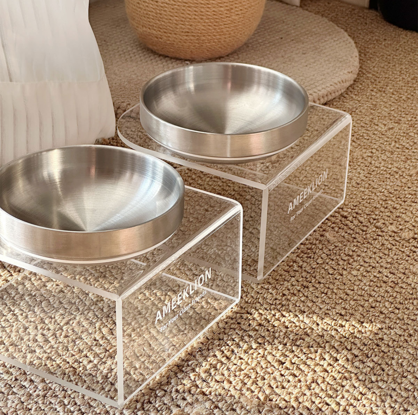 304 Stainless Steel Pet Food Bowl with Acrylic Stand
