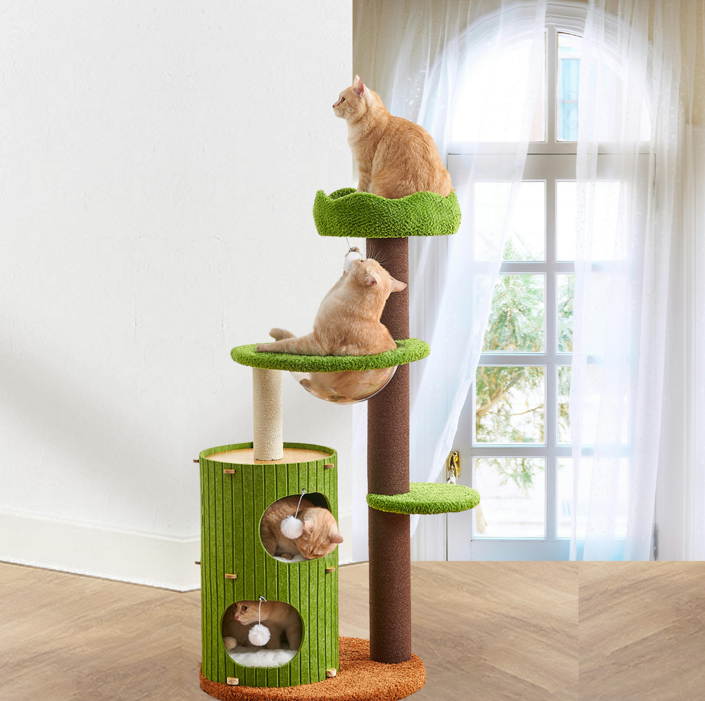 Forest Felt Covering Multi-Level Cat Tree