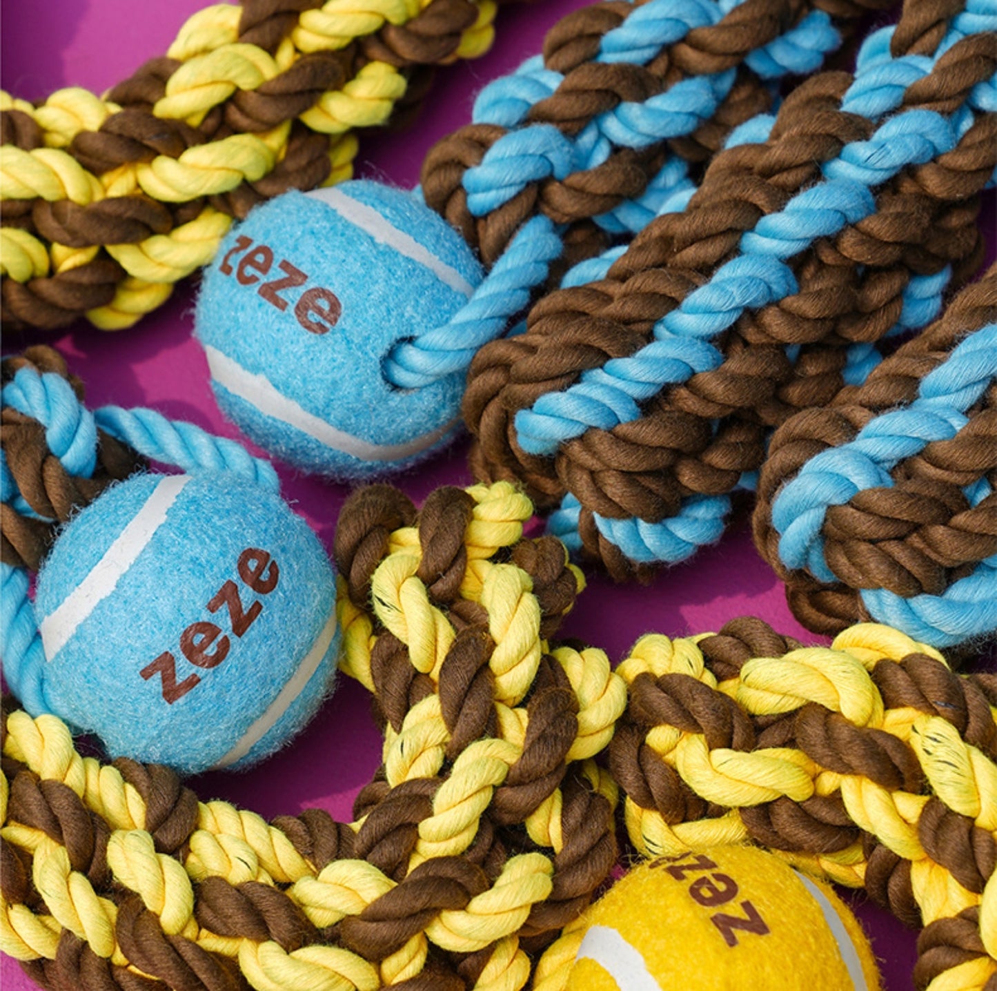 ZeZe Durable Rope Chew Toy for Dogs With Flet Ball