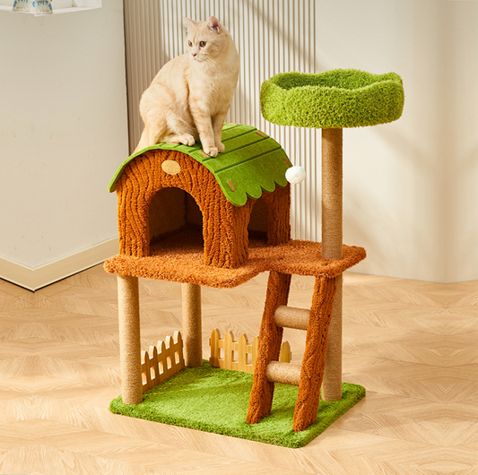 Jungle Paradise Cat Tree — Treehouse-Inspired Cat Tree with Cave