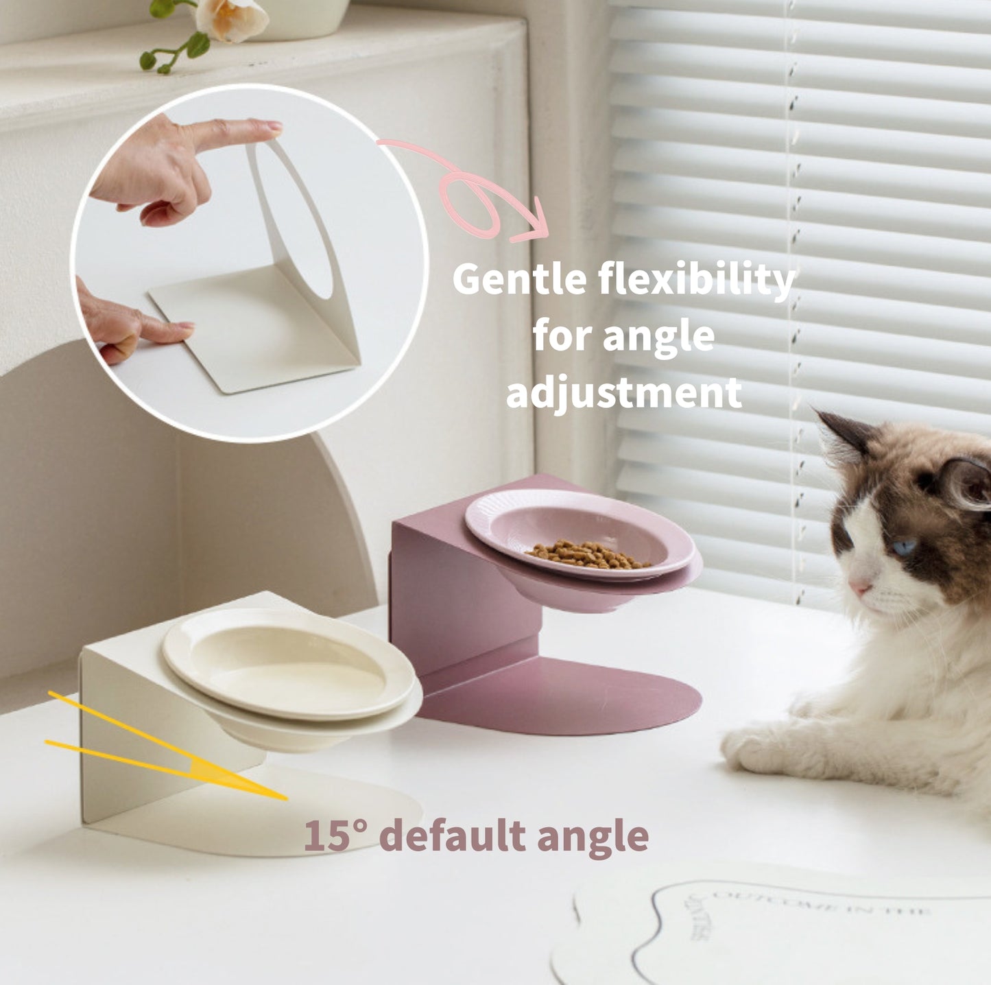 Height Adjustable Magnetic Ceramic Pet Bowl with Metal Stand