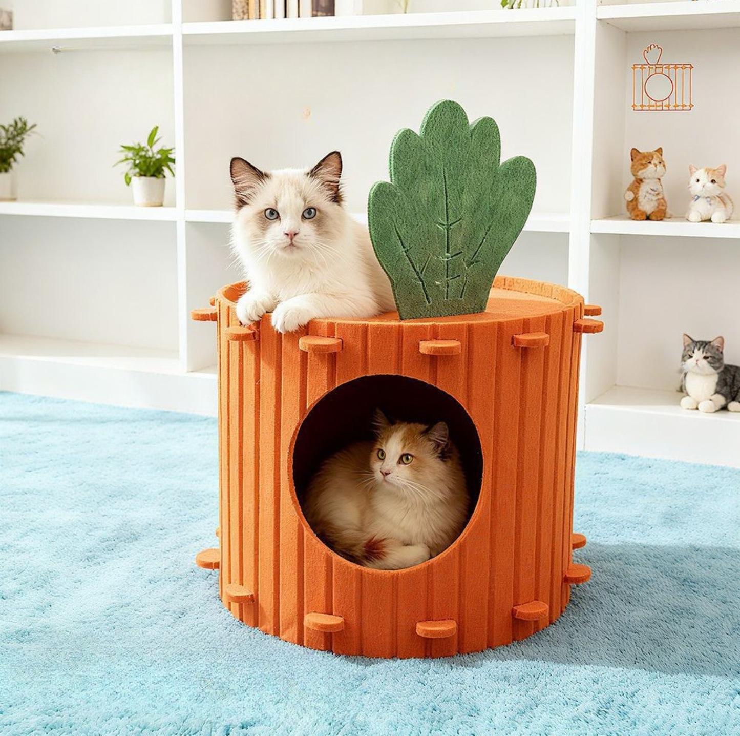 Carrot Style Felt Cat Barrel Bed