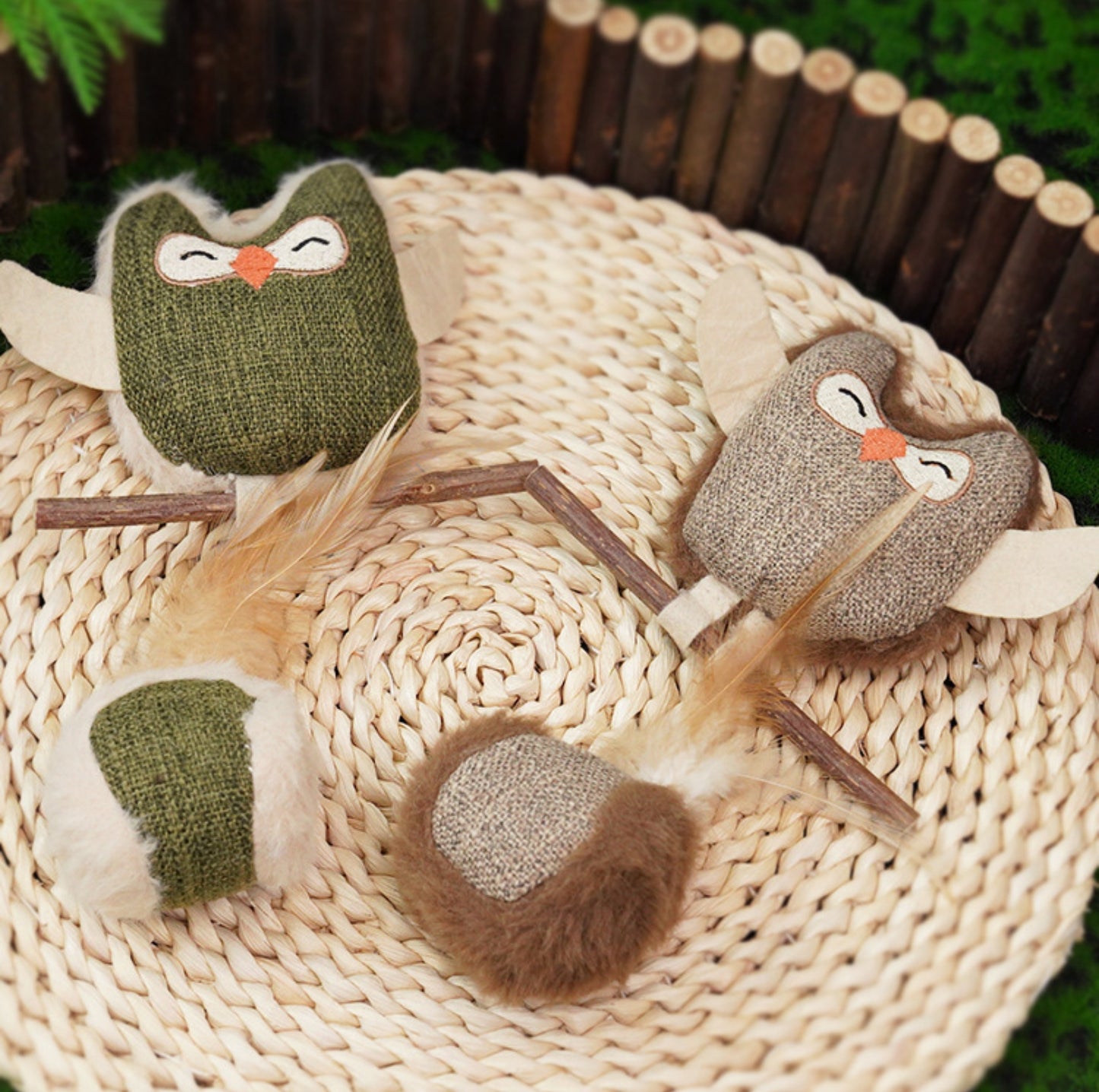 Linen Owl Cat Catnip Chew Toy