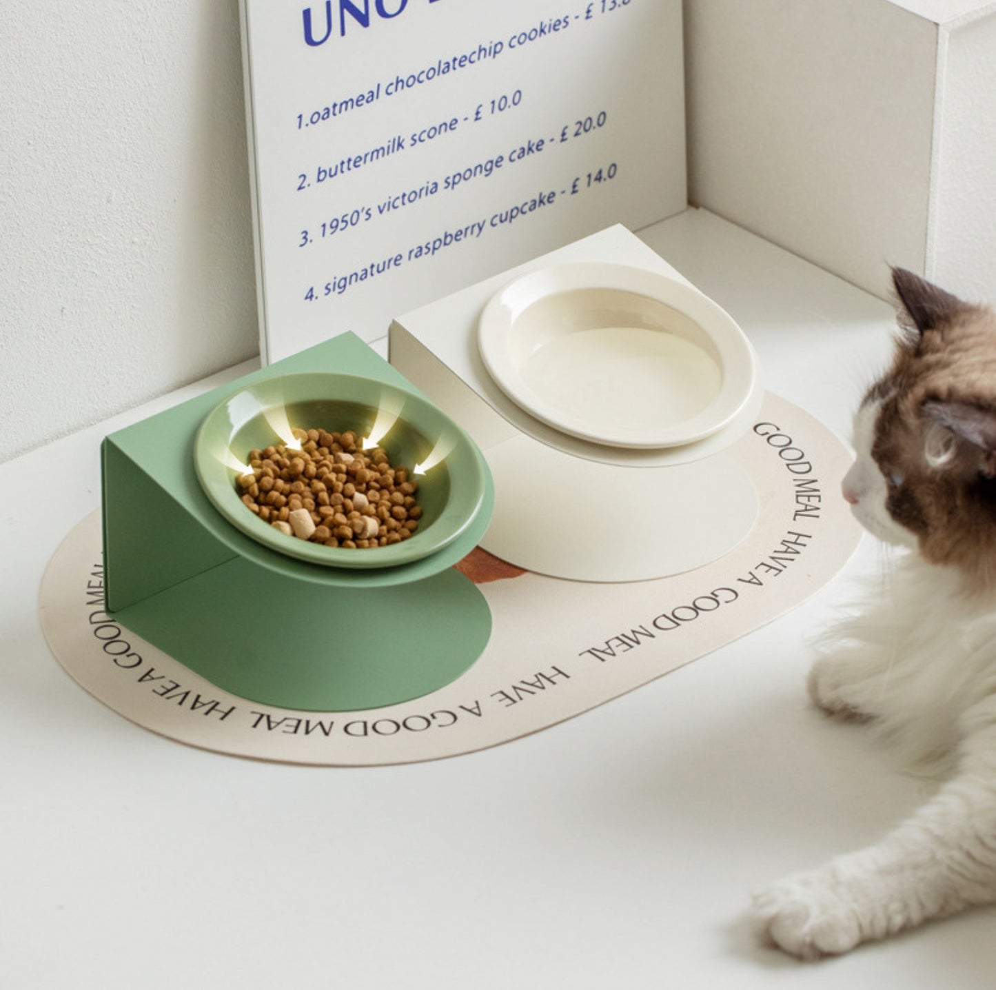 Height Adjustable Magnetic Ceramic Pet Bowl with Metal Stand