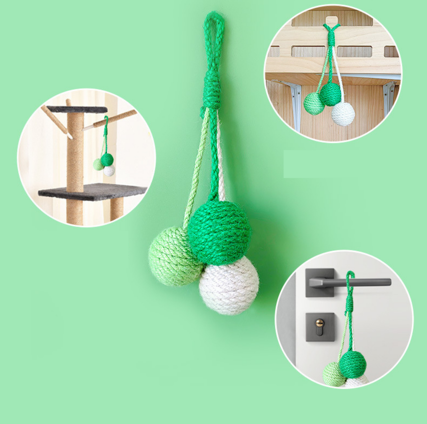 Colourful Sisal Hanging Cat Toy Ball