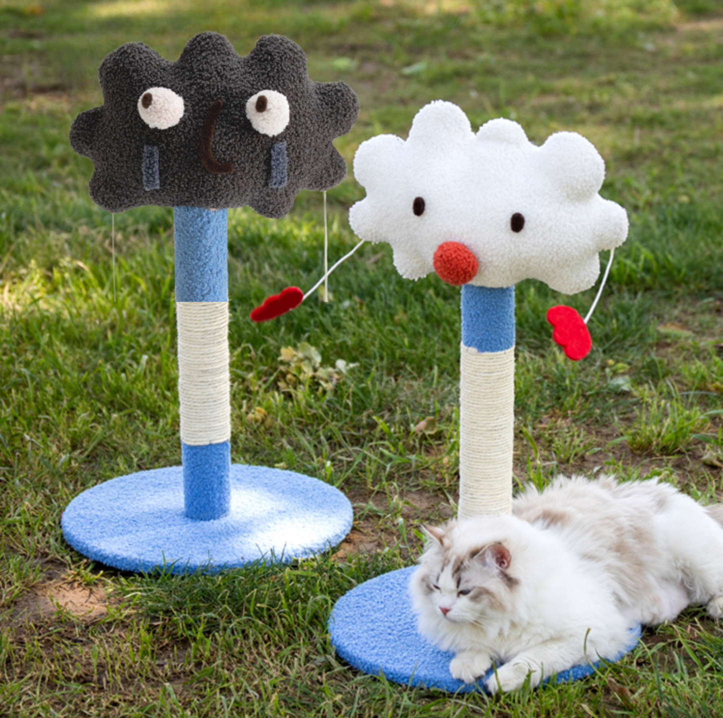 Mini Sisal Scratching Post with Dangly Cloud Toy