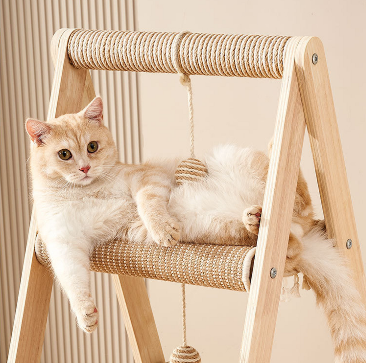 Multifunctional A-Frame Hammock Cat Climbing Frame - Height 113cm