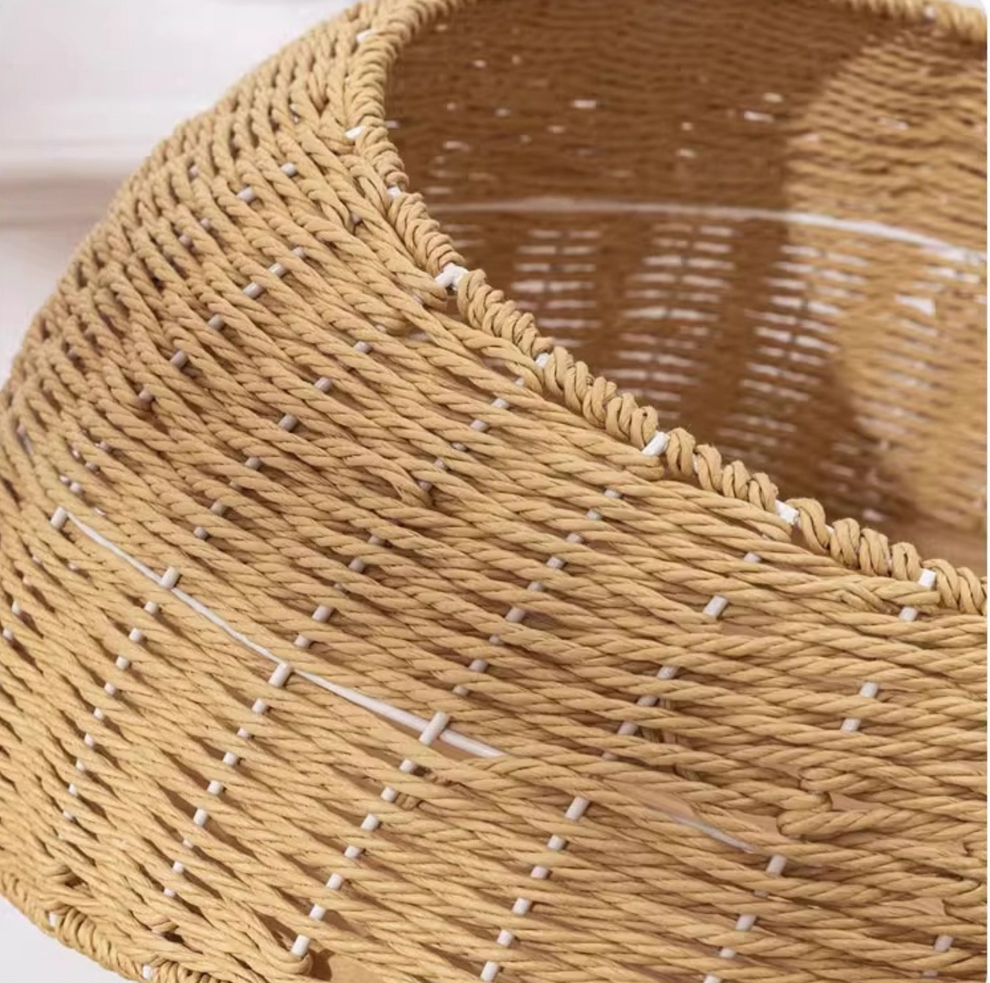 130cm Solid Oak Wood Cat Tree with Handwoven Rattan Canopy - WHH003