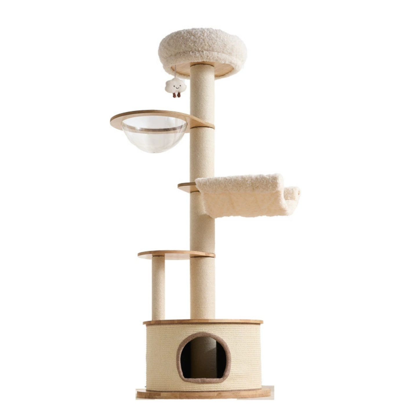 Solid Wood Capsule Multi-Level Cat Tree – 163cm
